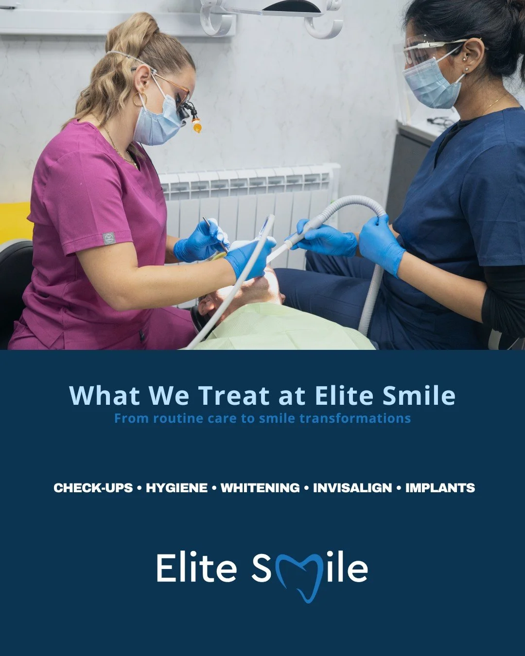 At Elite Smile, we look after more than just your smile, we care for your long-term oral health too.
Whether you&rsquo;re coming in for a routine check-up, a professional hygiene clean, or exploring cosmetic options like whitening, Invisalign or dent