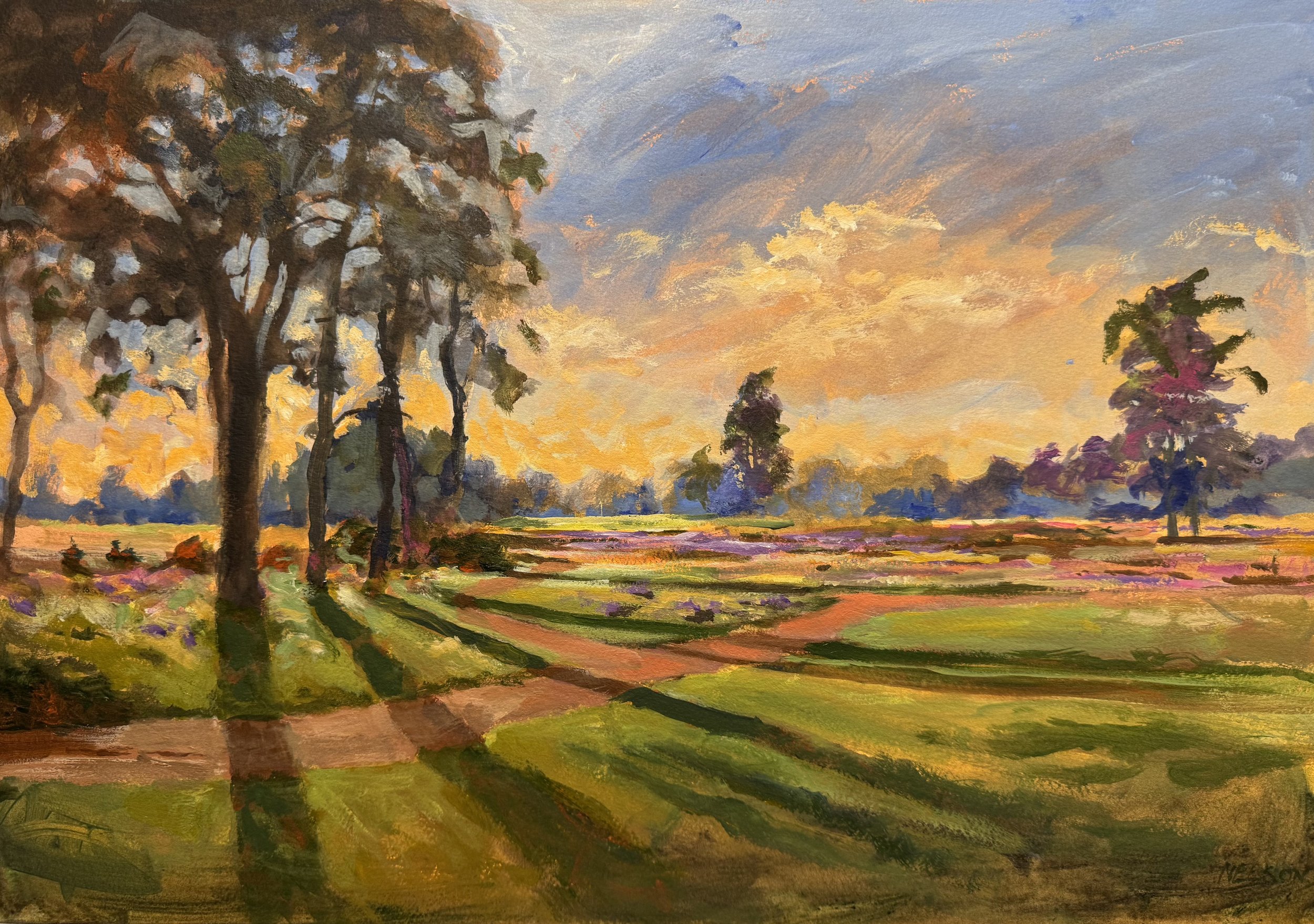 'The Inner Game - The 16th At Hankley' - SKETCH
Acrylic on Arches handmade paper - 51cm x 35cm