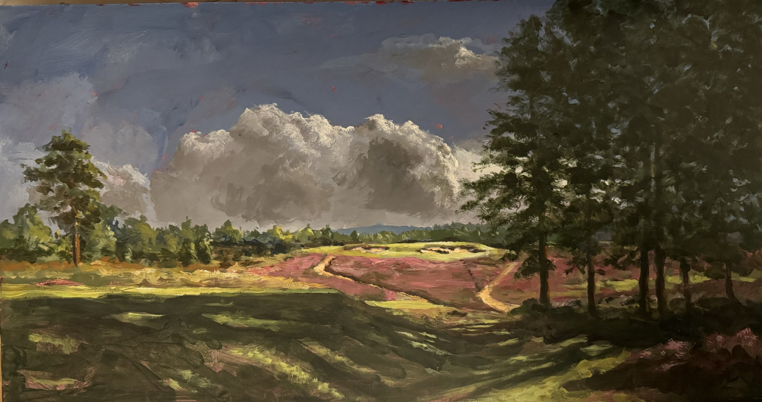 'The Inner Game - The 7th At Hankley' - SKETCH
Oil on acrylic panel - 60cm x 30cm