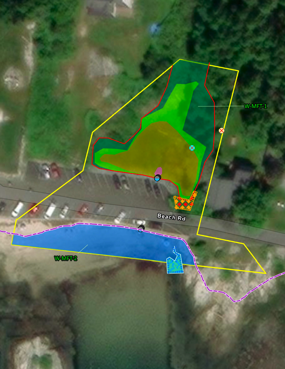 Map overlay over aerial photo of Hendricks Head Wetland Delineation