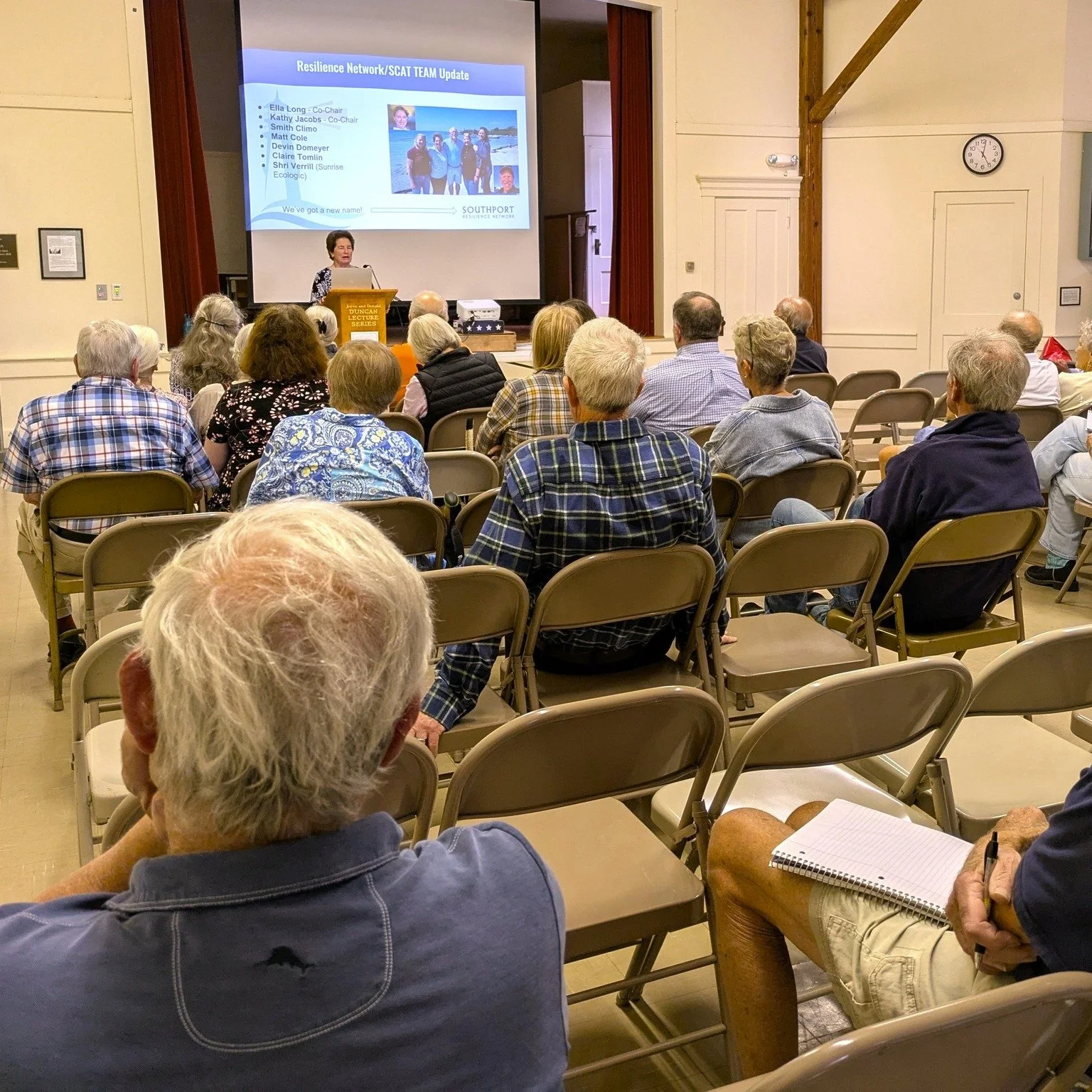 Thanks to all who came to the Southport Resilience Network's Sept. 11 meeting. Kathy Jacobs gave an informative update on efforts with the group, town, and Sunrise Ecologic to build resilience in the face of gradual change and emergency situations.

