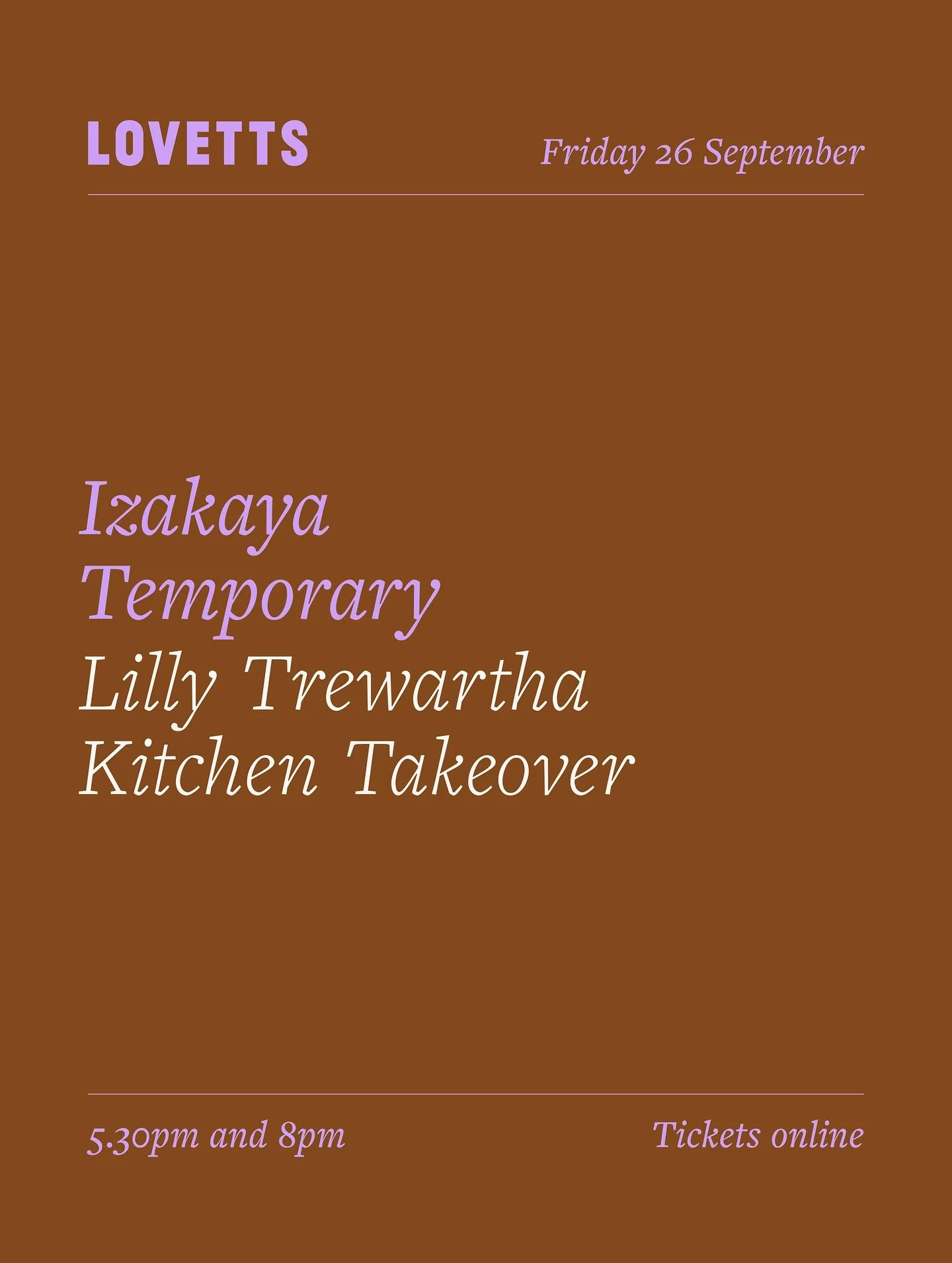 GUEST CHEF TAKEOVER

Join us next Friday 26th September for a special kitchen takeover with @lilly_trewartha 

Lilly is a Tasmanian-based chef whose Japanese-inspired cuisine is influenced by the lively and eclectic spirit of Japanese Izakayas &ndash