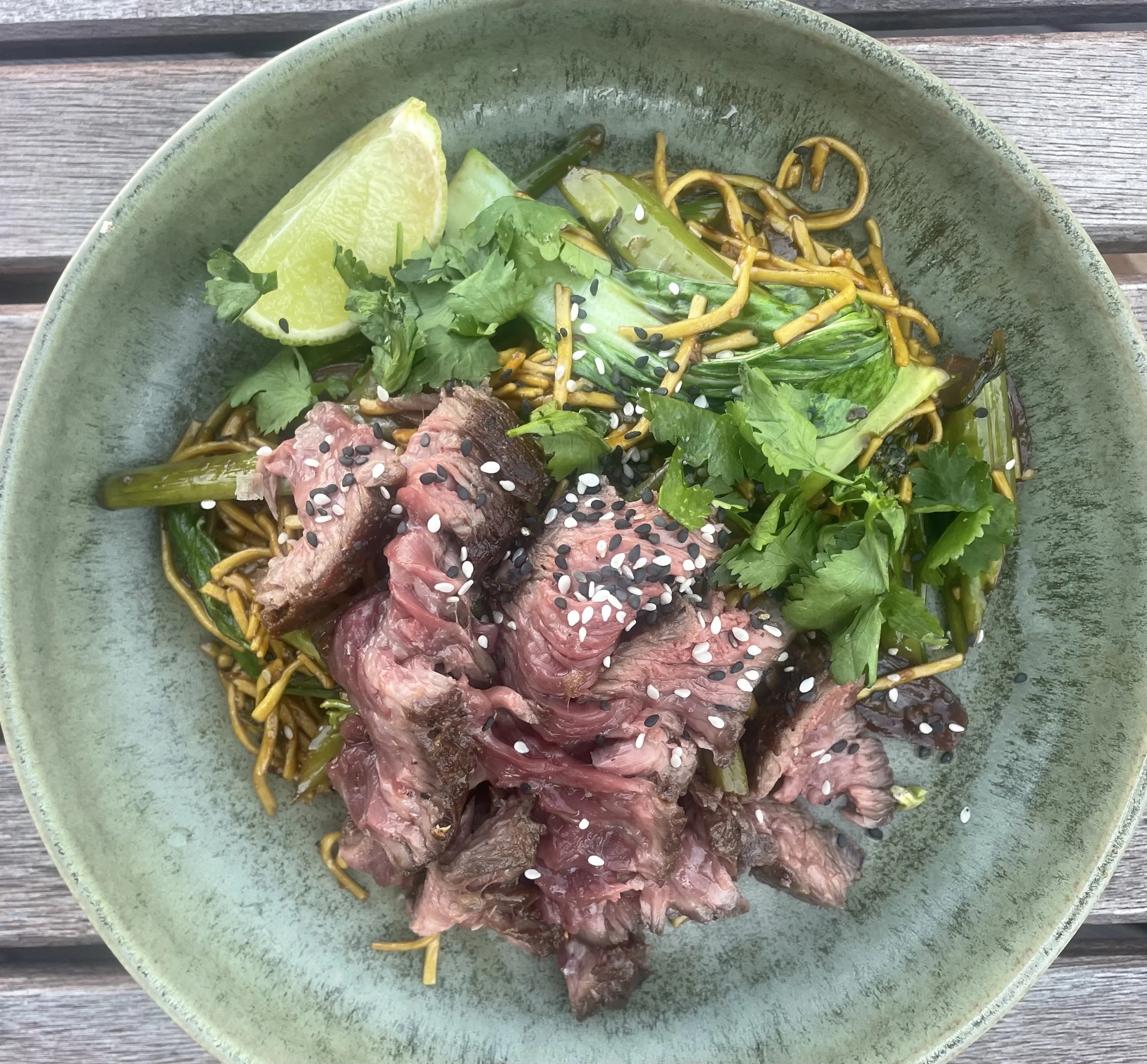 skirt steak & Tenderstem noodles