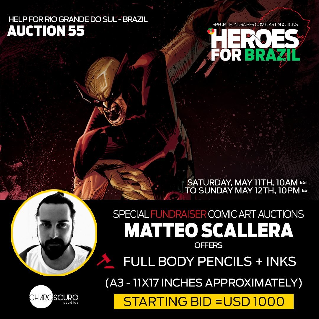 Hey comic art fans and collectors from all over the world, this message is for you!!

The special fundraiser with legendary comic book creators, in support of Rio Grande do Sul - Brazil, will take place this Saturday, May 11th, from 10 AM EST to Sund