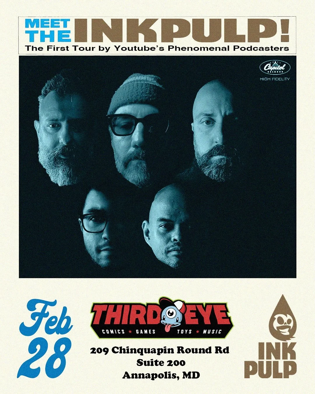 MEET THE INKPULP!
See ya&rsquo;ll tomorrow, SATURDAY FEBRUARY 28th 11am-1pm at @thirdeyecomics in Annapolis!
@jimmahfood @inkpulp @jamiewoodedits @matteoscalera will hold your hands!!!