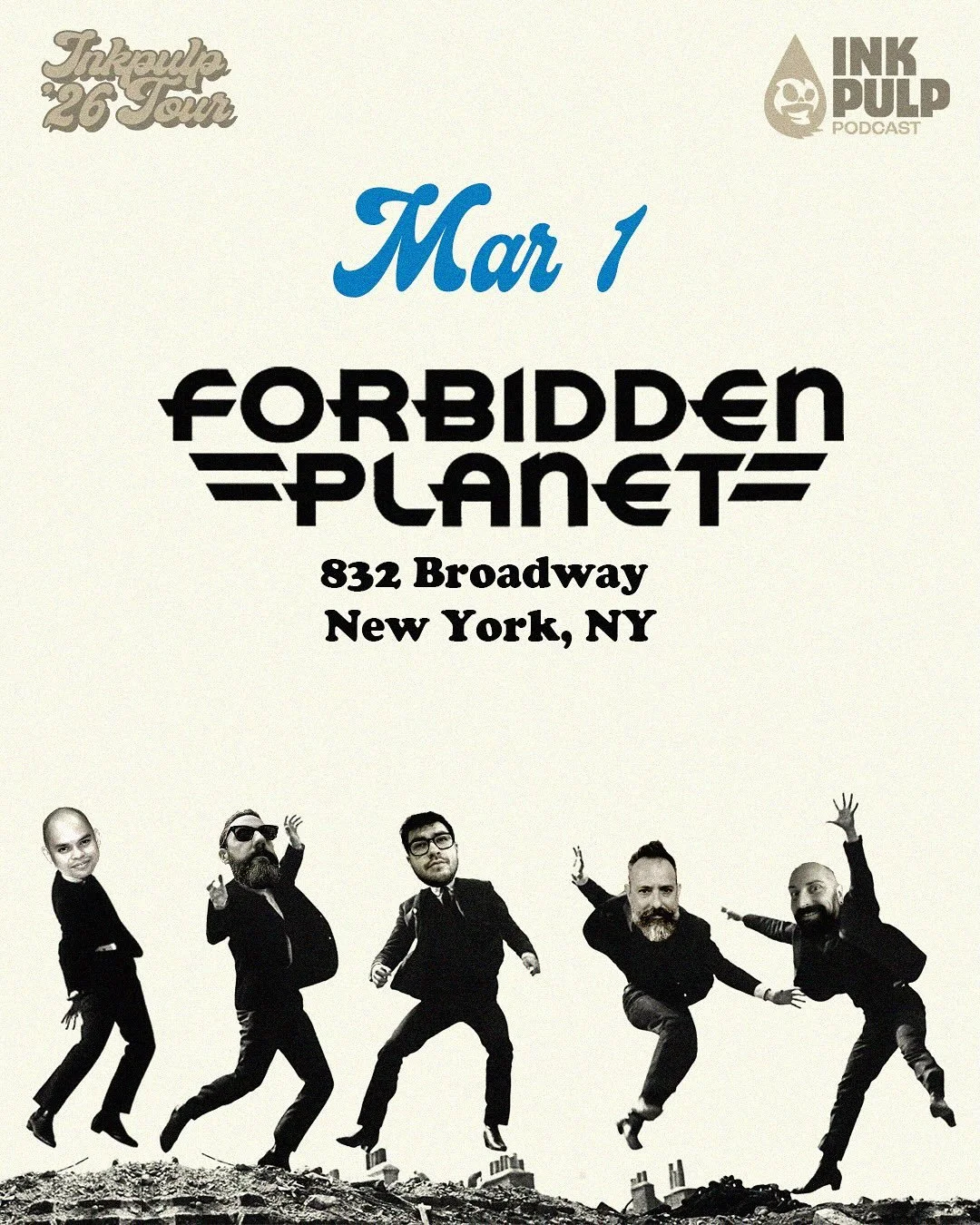 LAST STOP of the INKPULP TOUR!!!
Come see us at @forbiddenplanetnyc TODAY, SUNDAY MARCH 1ST, 3pm-6pm
HEEEEEEEEELLLLLLP!!!!
@inkpulp @jimmahfood @jamiewoodedits