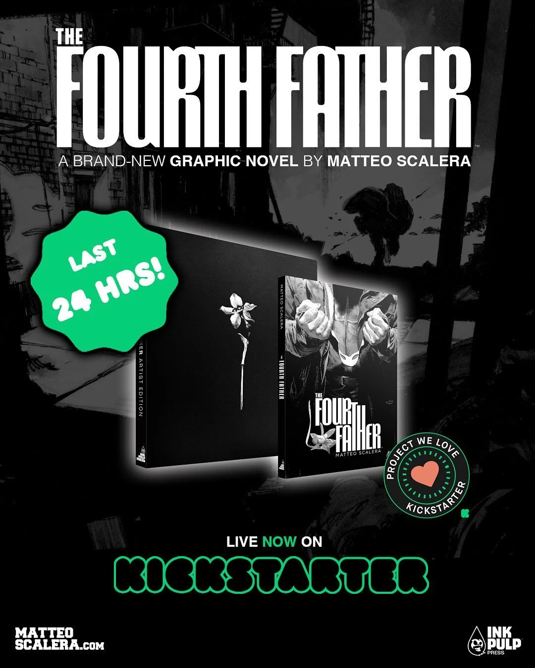 ONLY 24 HOURS LEFT!!!
It&rsquo;s your last chance to get yourself a copy of THE FOURTH FATHER, the brand-new graphic novel by @matteoscalera 
and published by @inkpulp