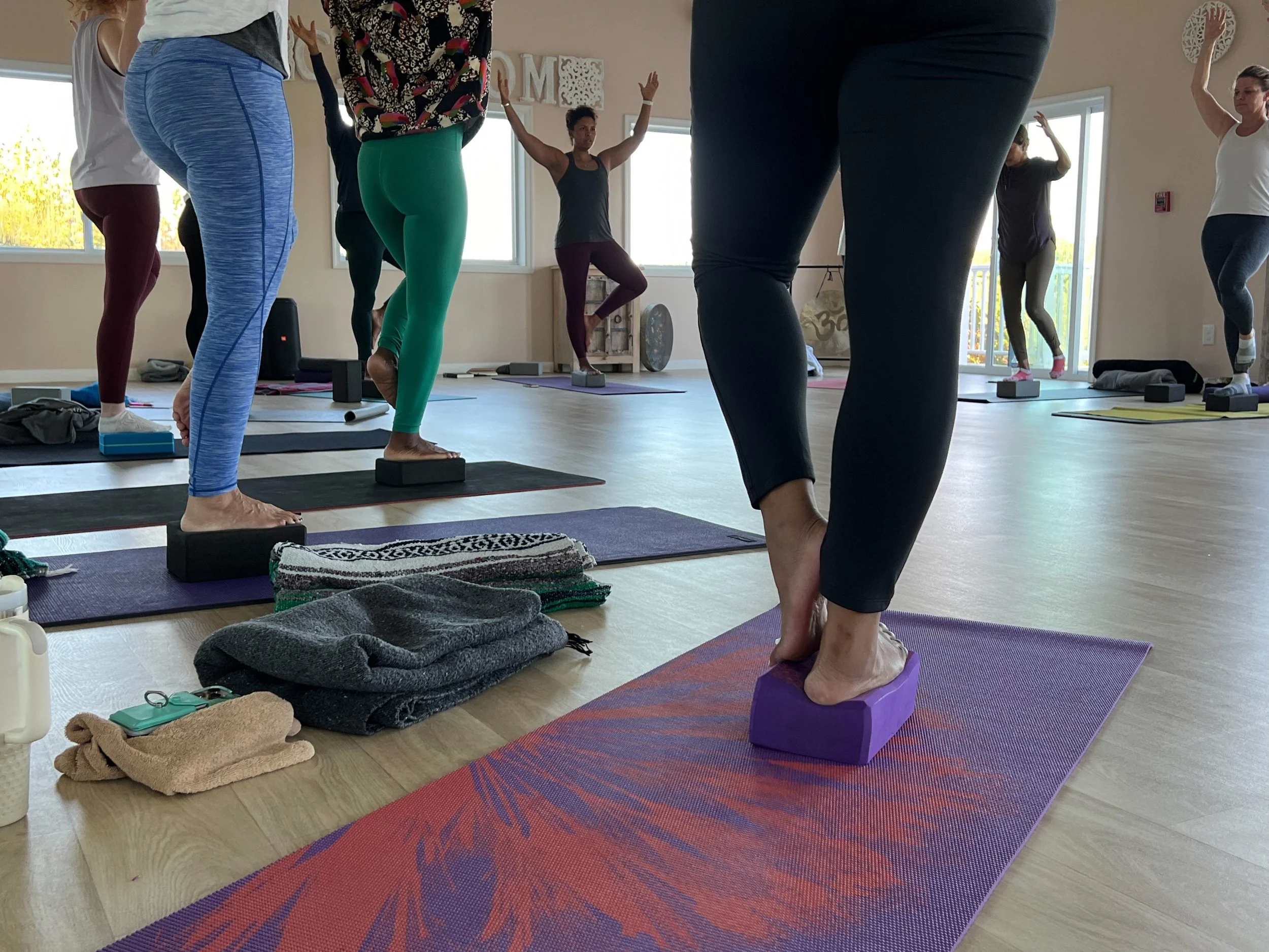 Diverse group yoga class