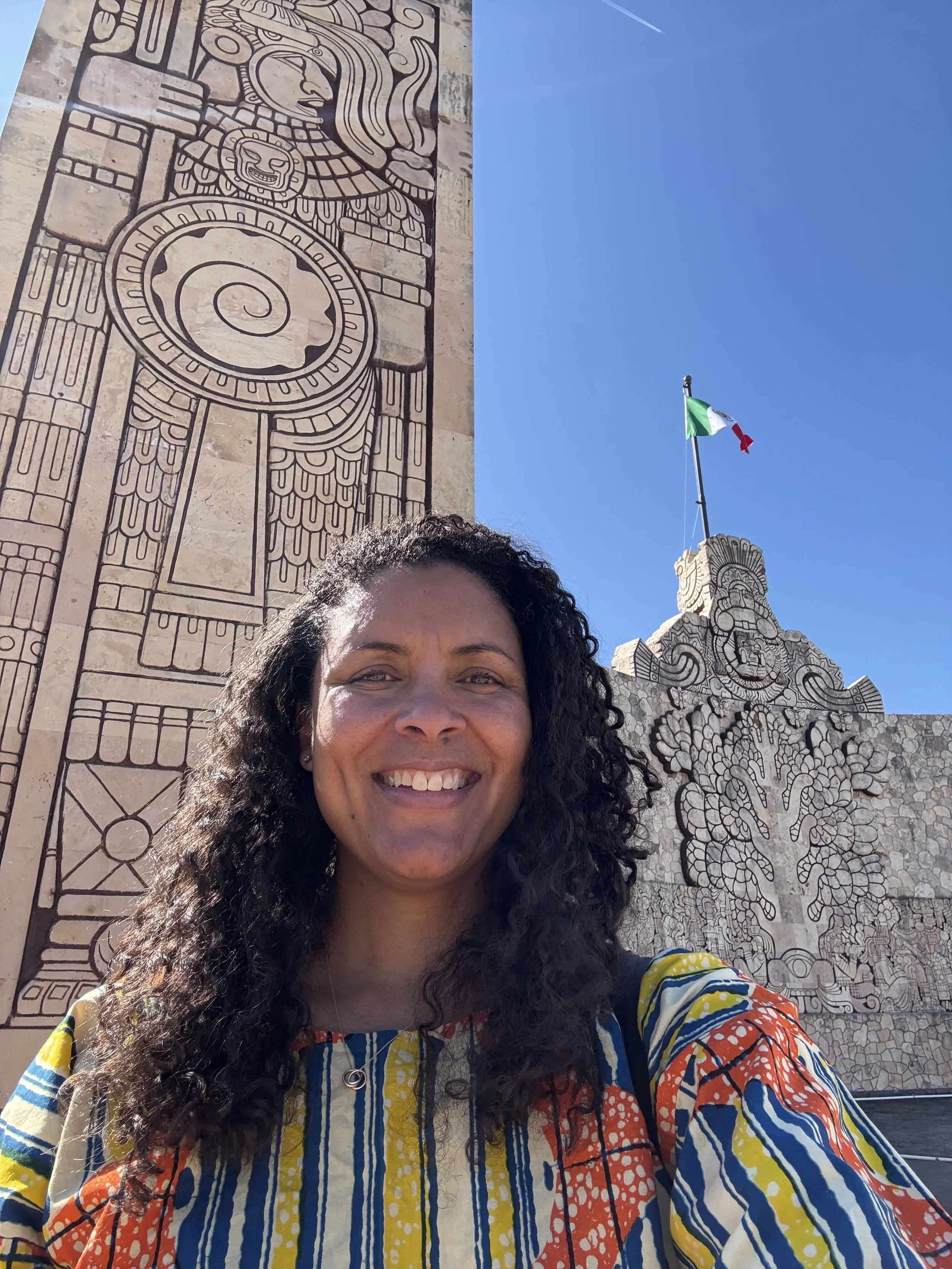 Selfie in Merida Mexico by Monumento a La Patria
