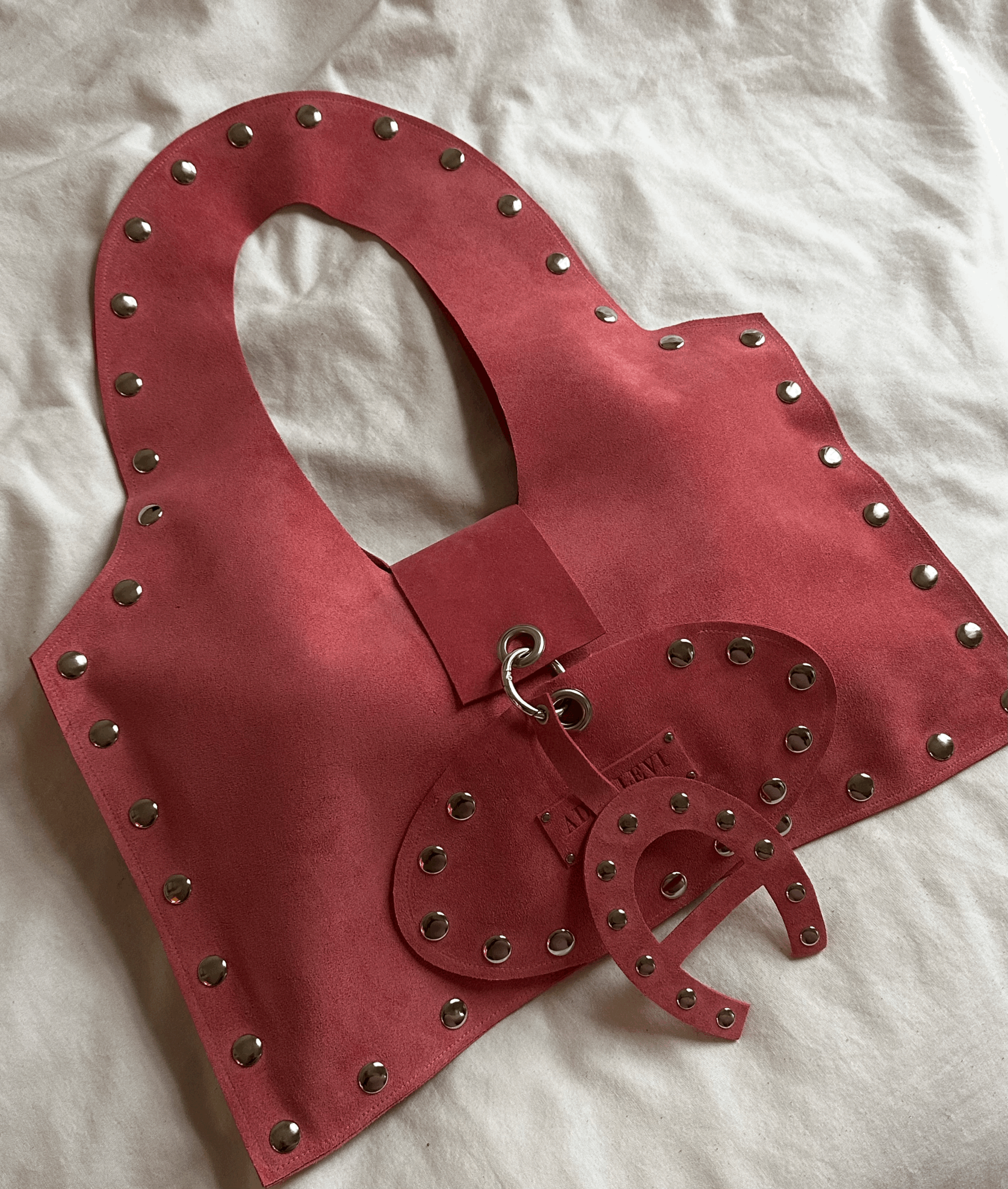 PINK SUEDE STUDDED A01 BAG