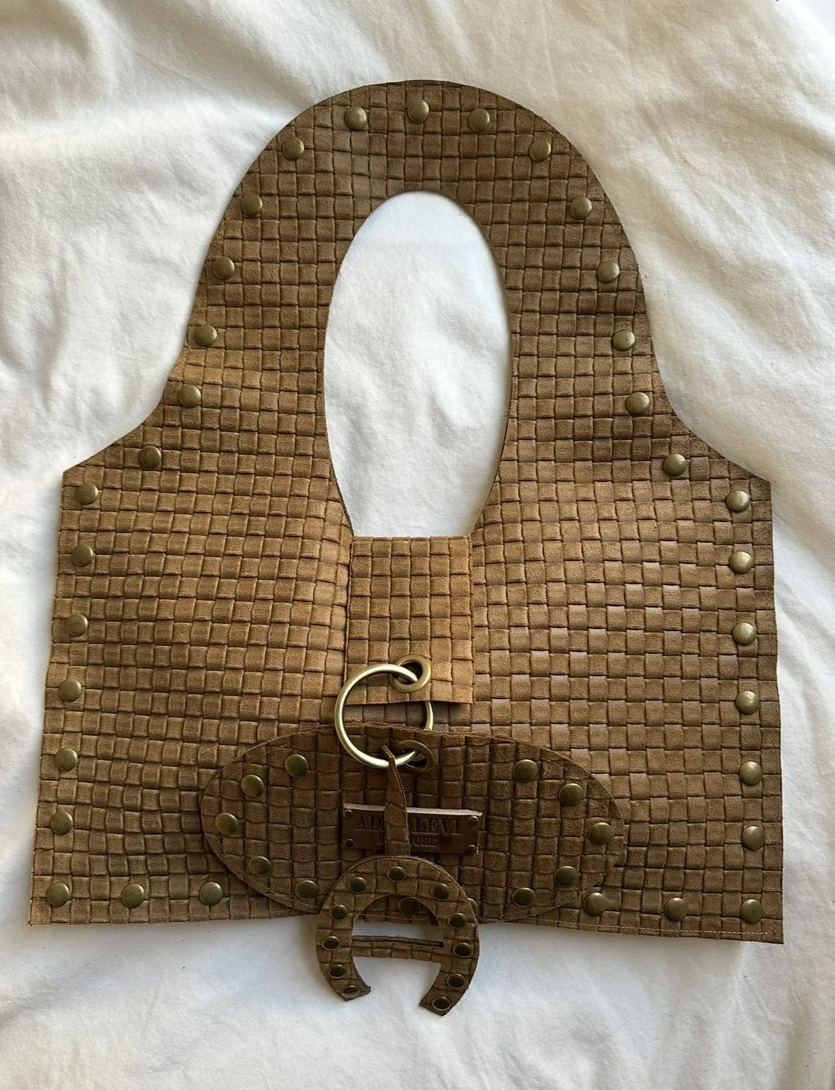 EMBOSSED WEAVE LEATHER STUDDED A01 BAG