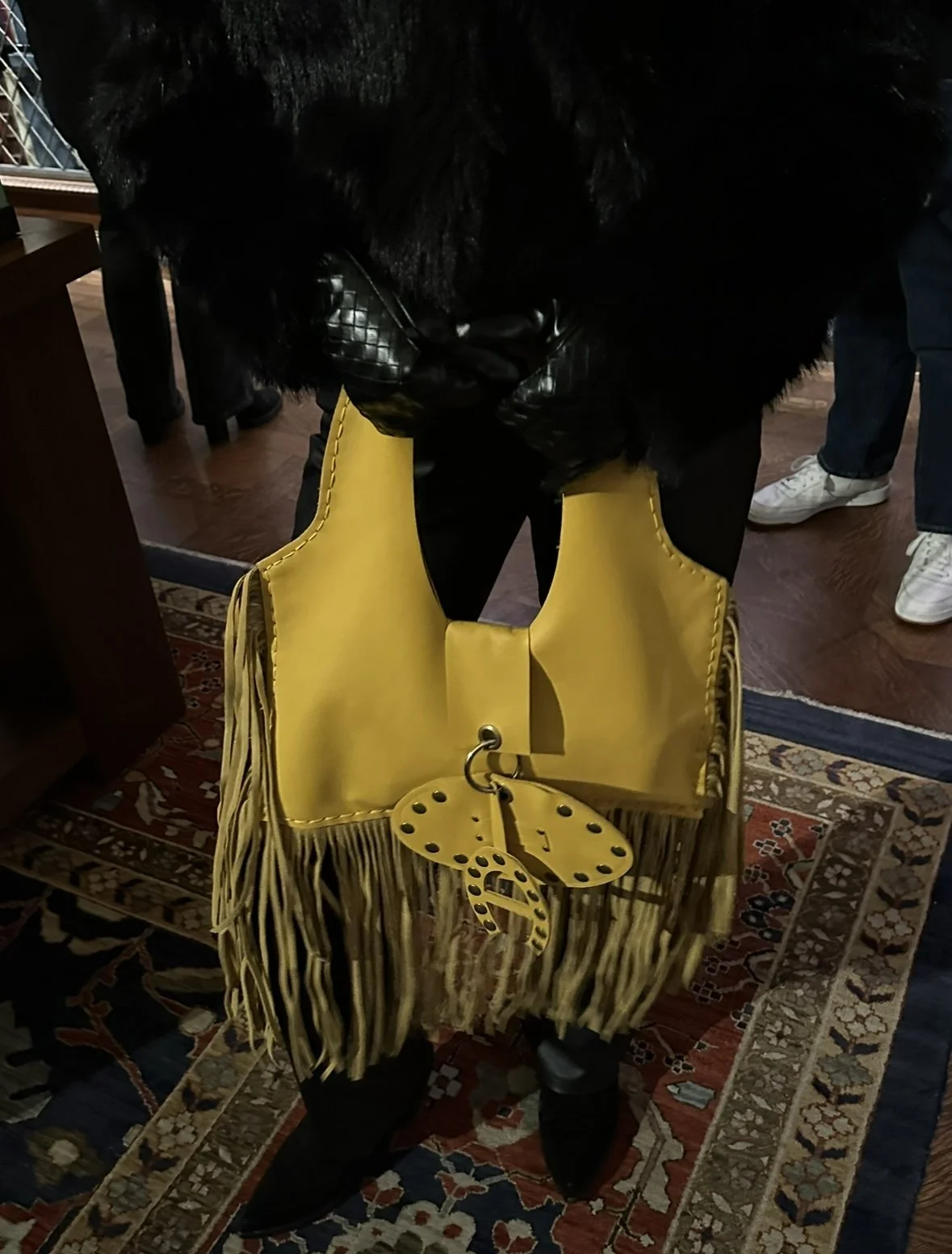 FRINGE MUSTARD LEATHER A01 BAG
