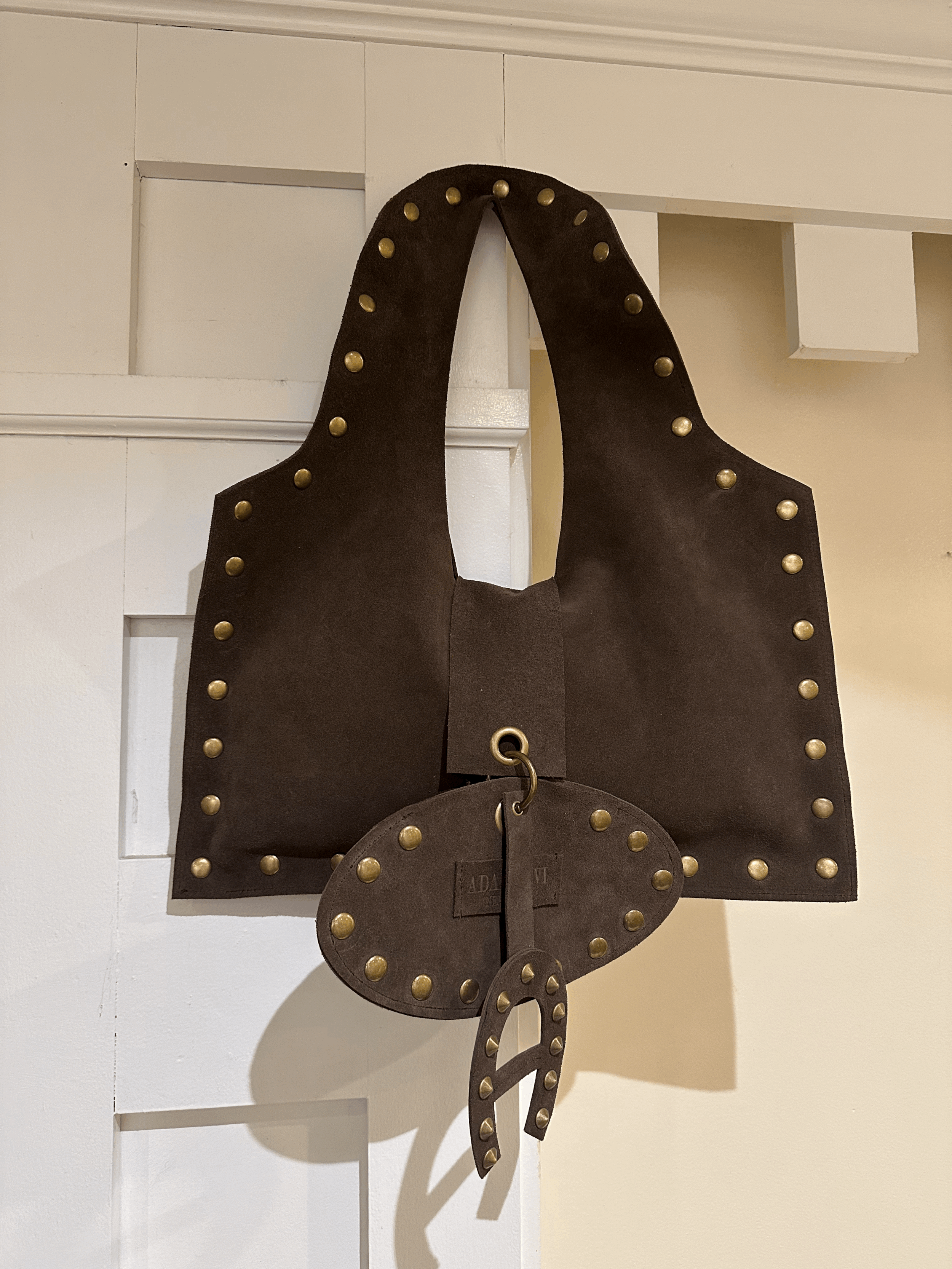 BROWN SUEDE STUDDED A01 BAG