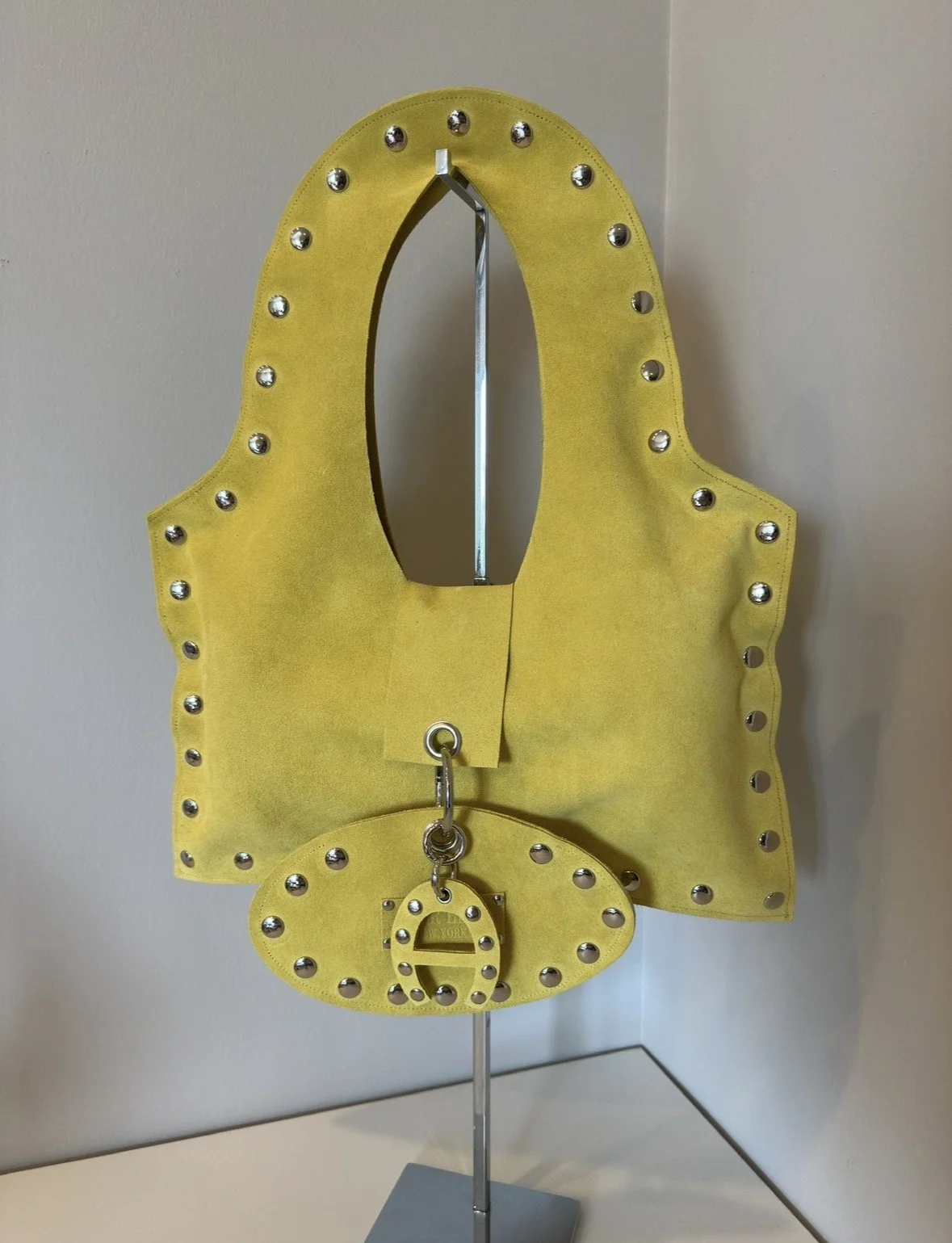 BRIGHT YELLOW SUEDE STUDDED A01 BAG