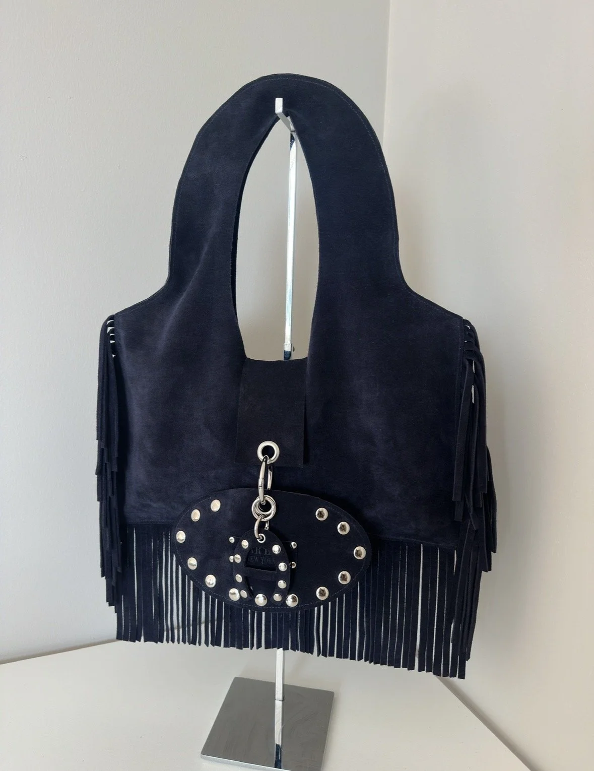 FRINGE DARK BLUE SUEDE A01 BAG