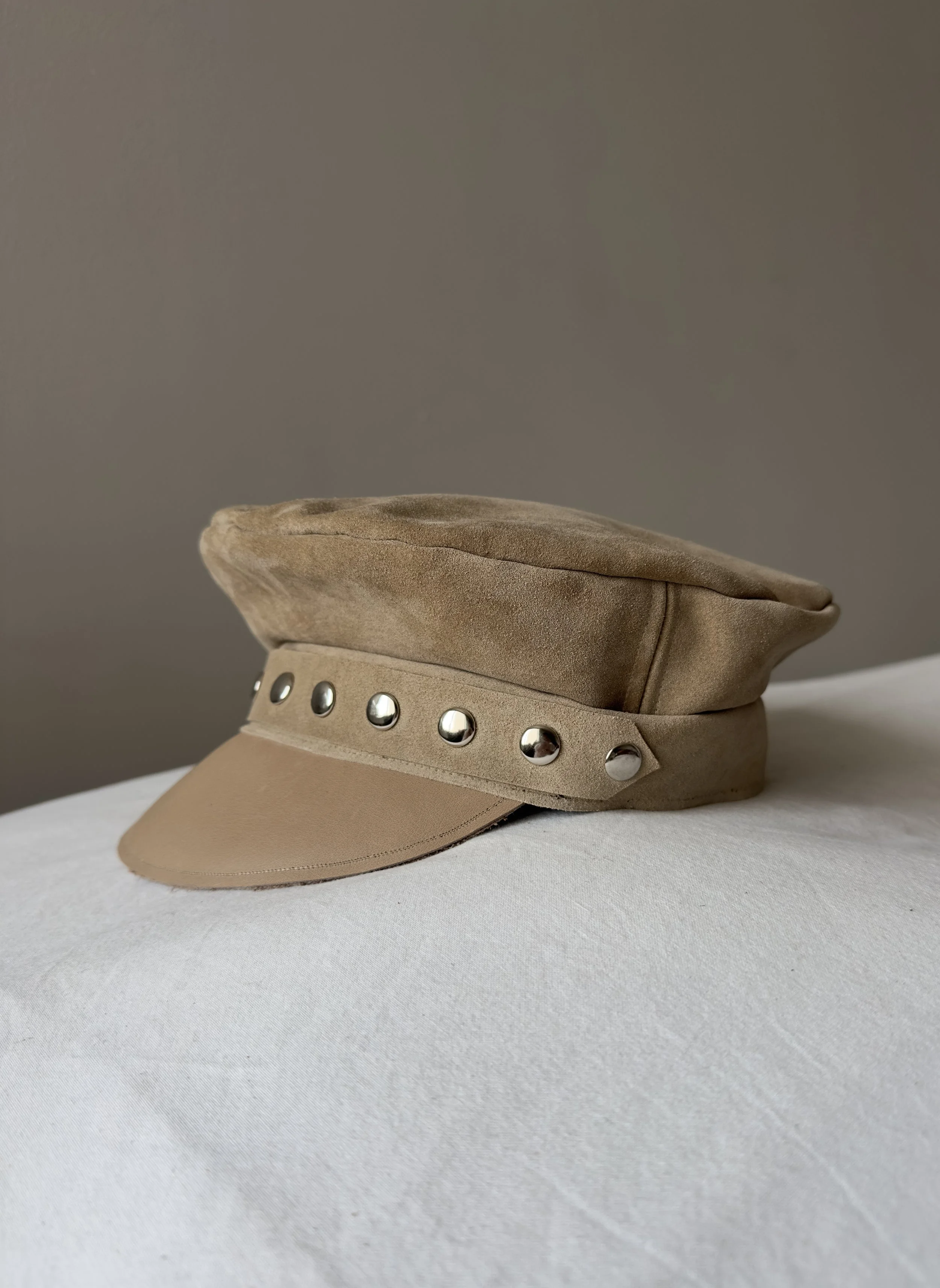 LEATHER BAKER BOY HAT