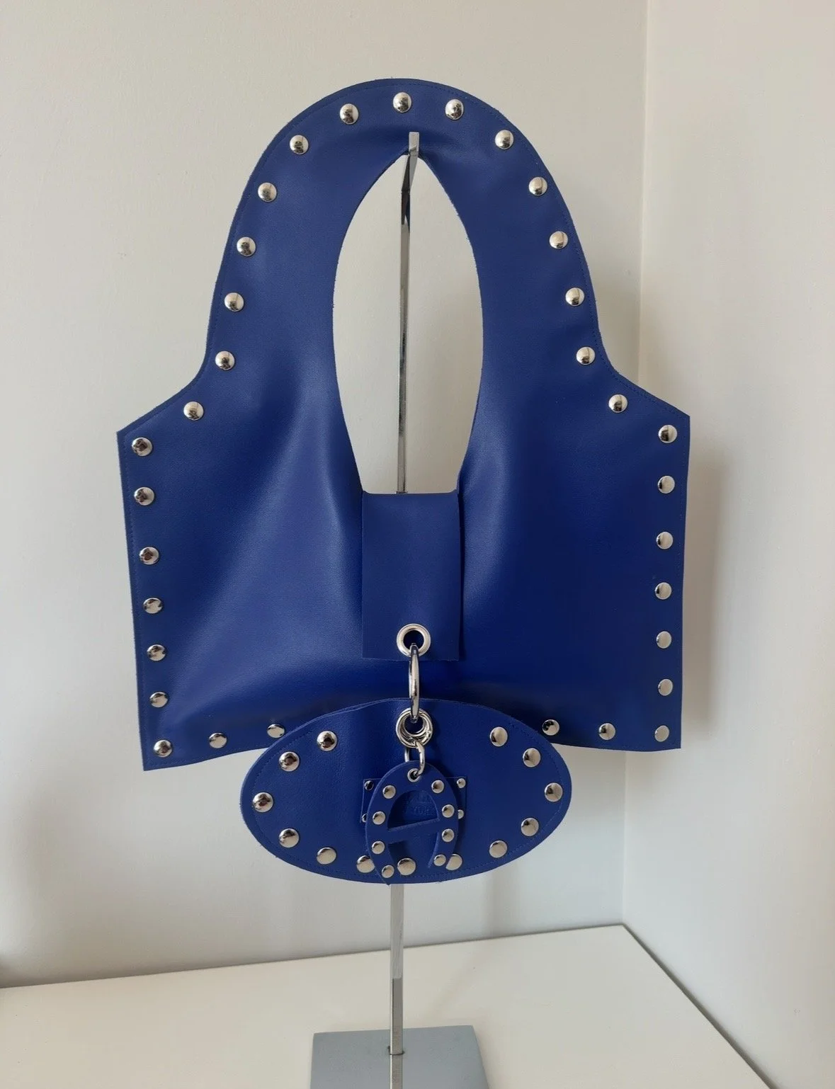 ELECTRIC BLUE LEATHER STUDDED A01 BAG