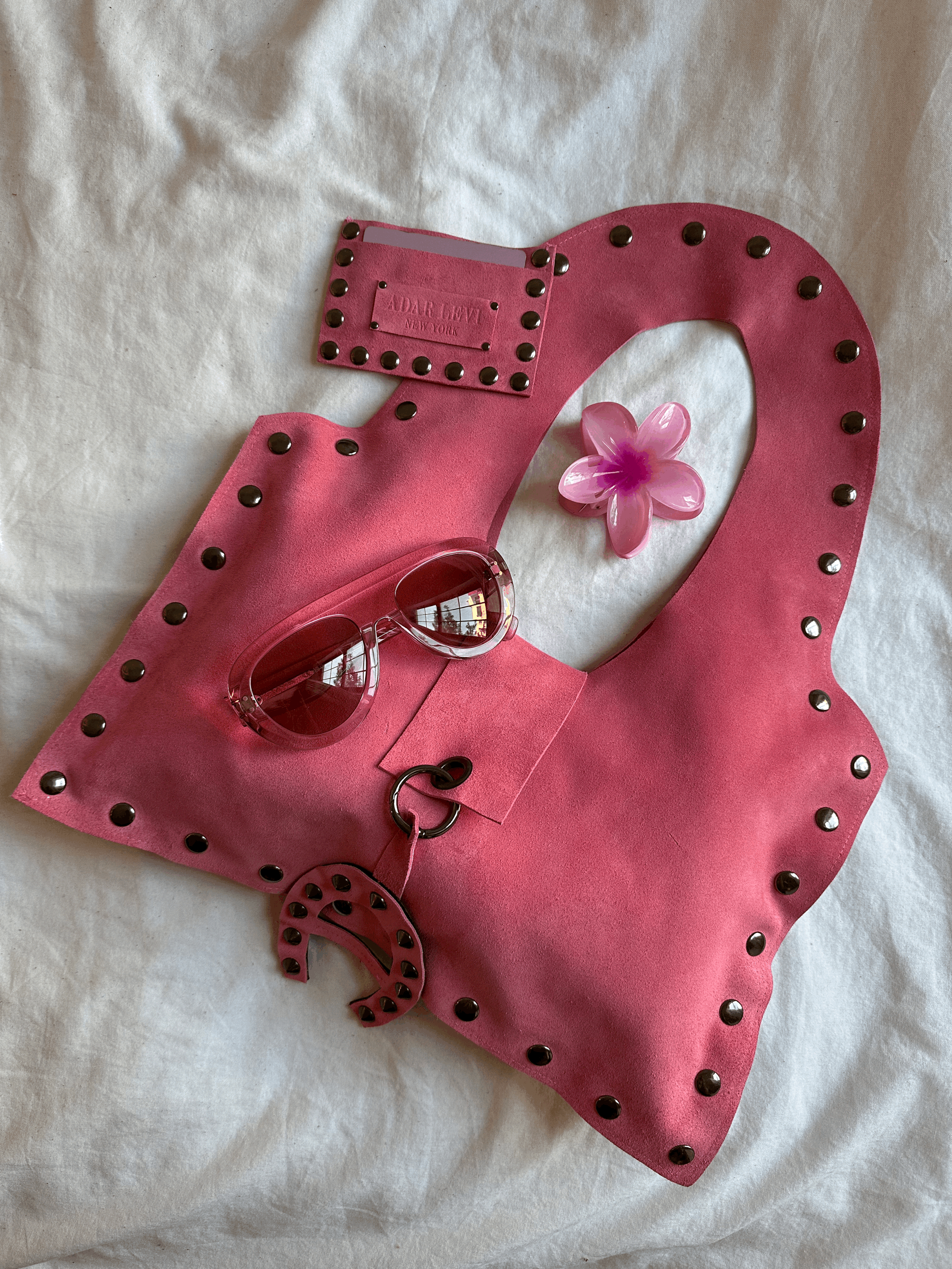 PINK SUEDE STUDDED A01 BAG