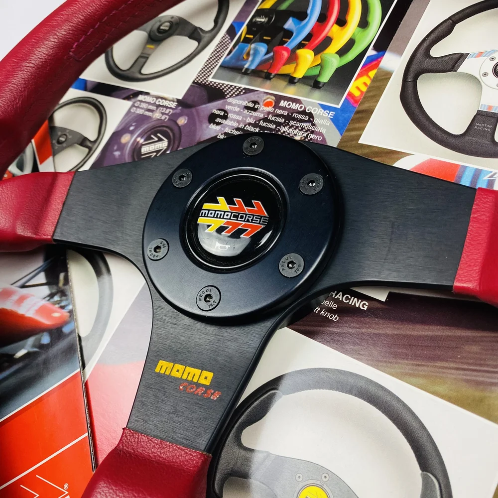 パーツ MOMO CORSE 350mm MOMO Corse 2.0 Steering Wheel - Black Leather Black Spokes 350mm