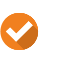 Orange circle with a white checkmark