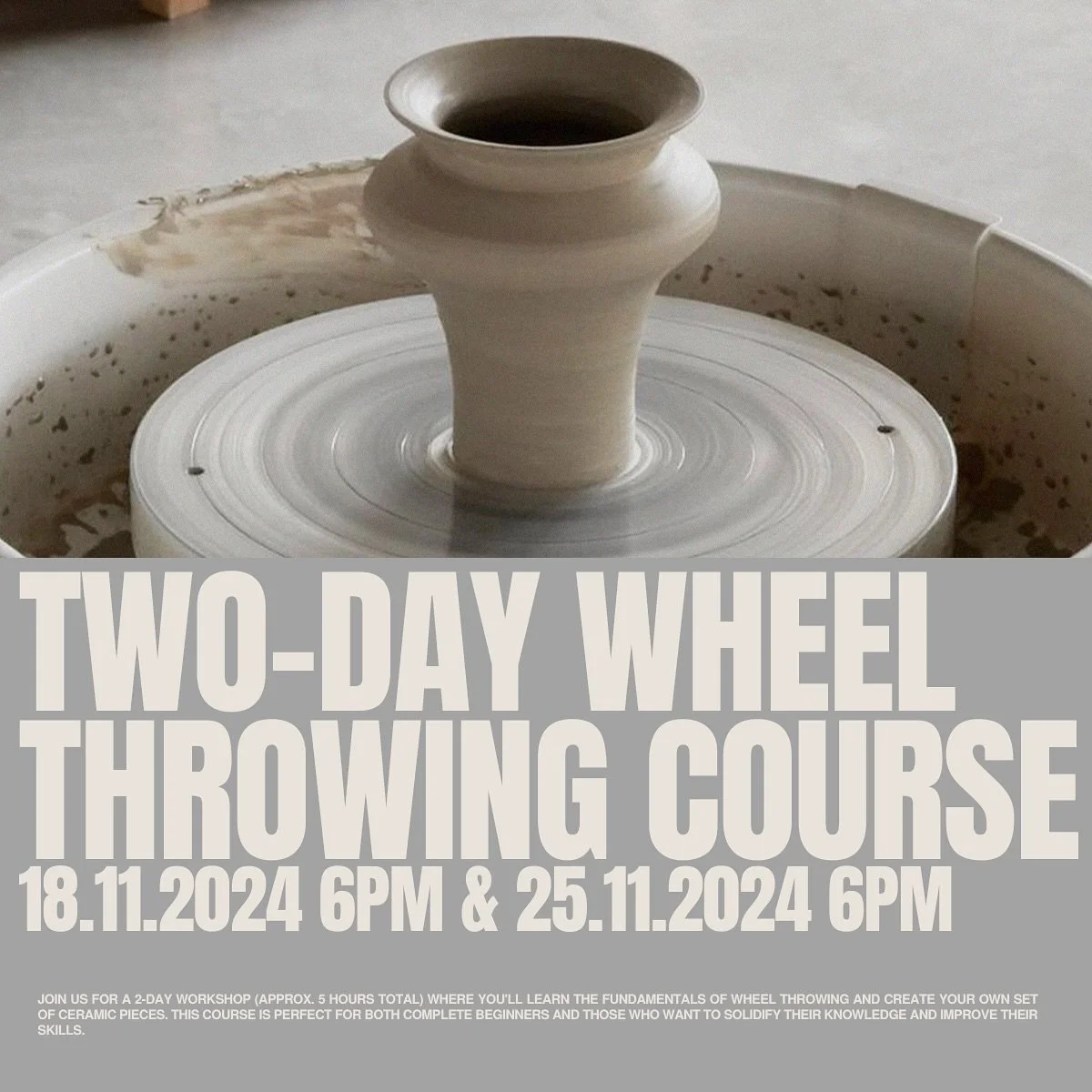 Last call! 🔥

There are only a few spots left in our Two-Day Wheel Throwing Course! If you&rsquo;ve always dreamed of learning the magic of pottery, this is your best chance to get your hands spinning on the wheel. The course is professionally hoste