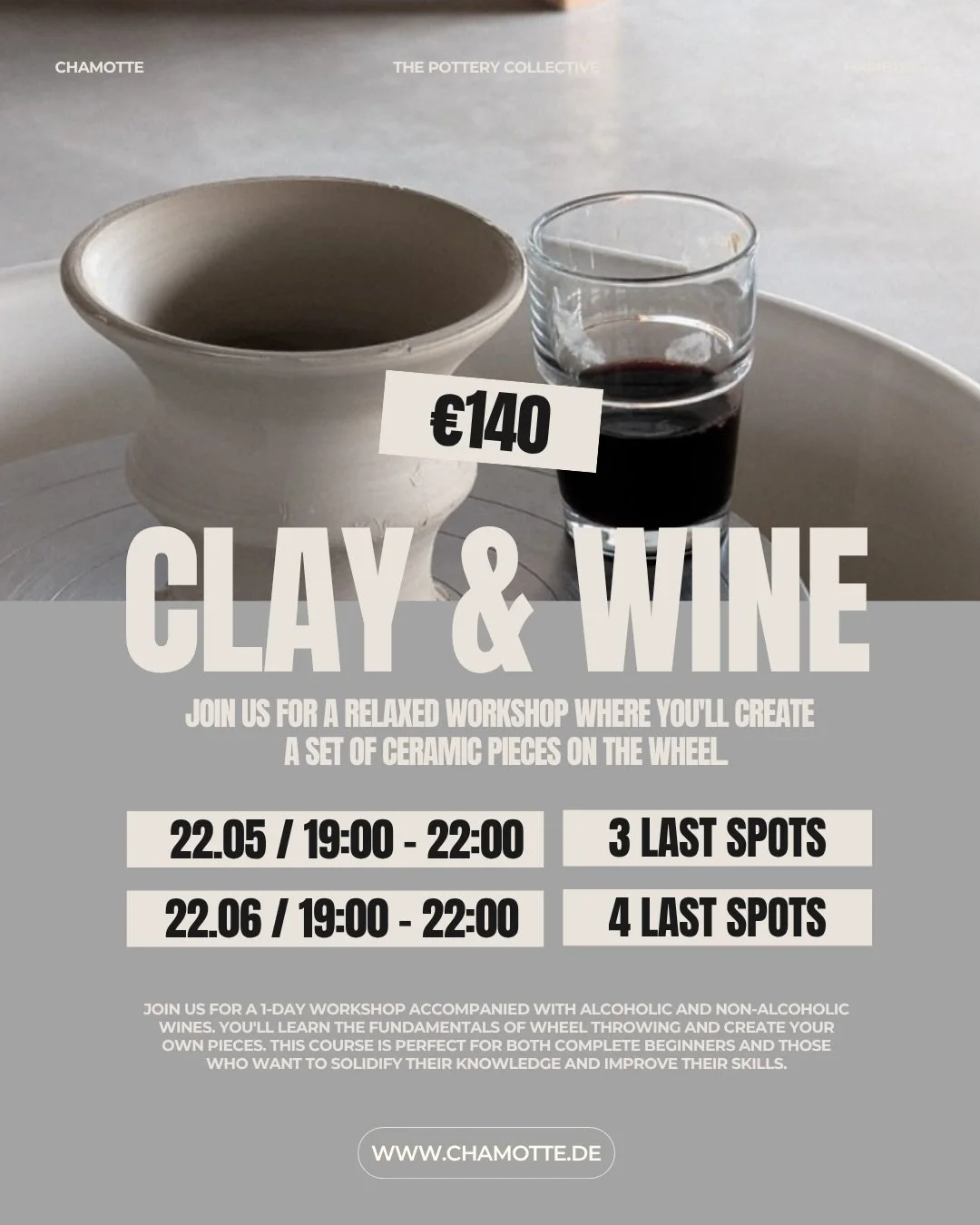 Insider tip: you don&rsquo;t have to like wine to participate (we have both with and without alcohol if you do).

You also don&rsquo;t have to know how to wheel throw (both beginners and experienced potters are welcome).

All you need is desire for a