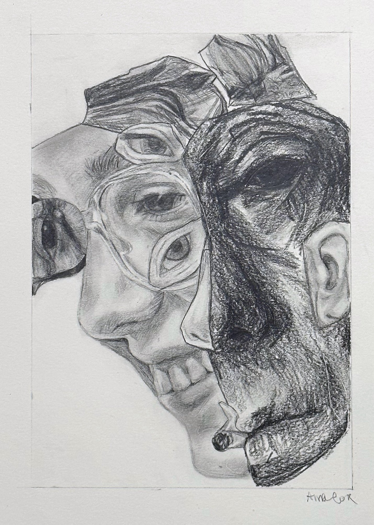"Collaged Self Portrait" (2023) Pencil on Paper