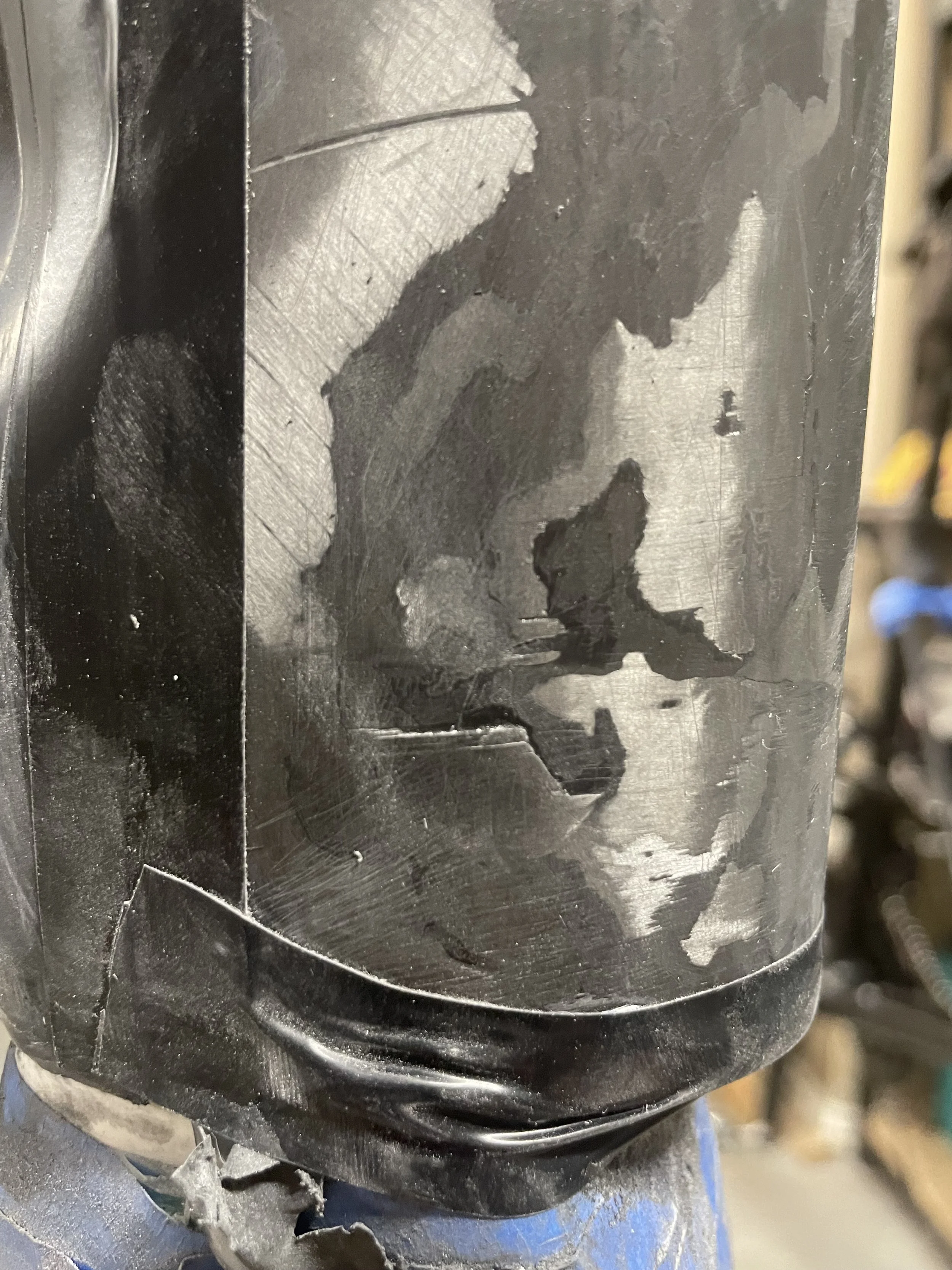 After the paint was removed we can see how far the damage runs so we can plan our repair