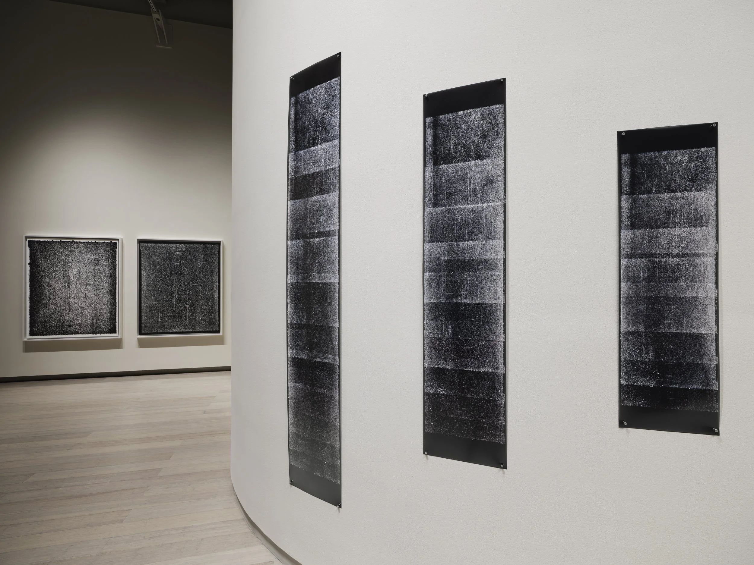 STRATO–, 80" x 13 3/16", 55 3/8" x 11 7/8", and 38 3/8" x 10 13/16"(Vellum internegatives with pigment ink print)