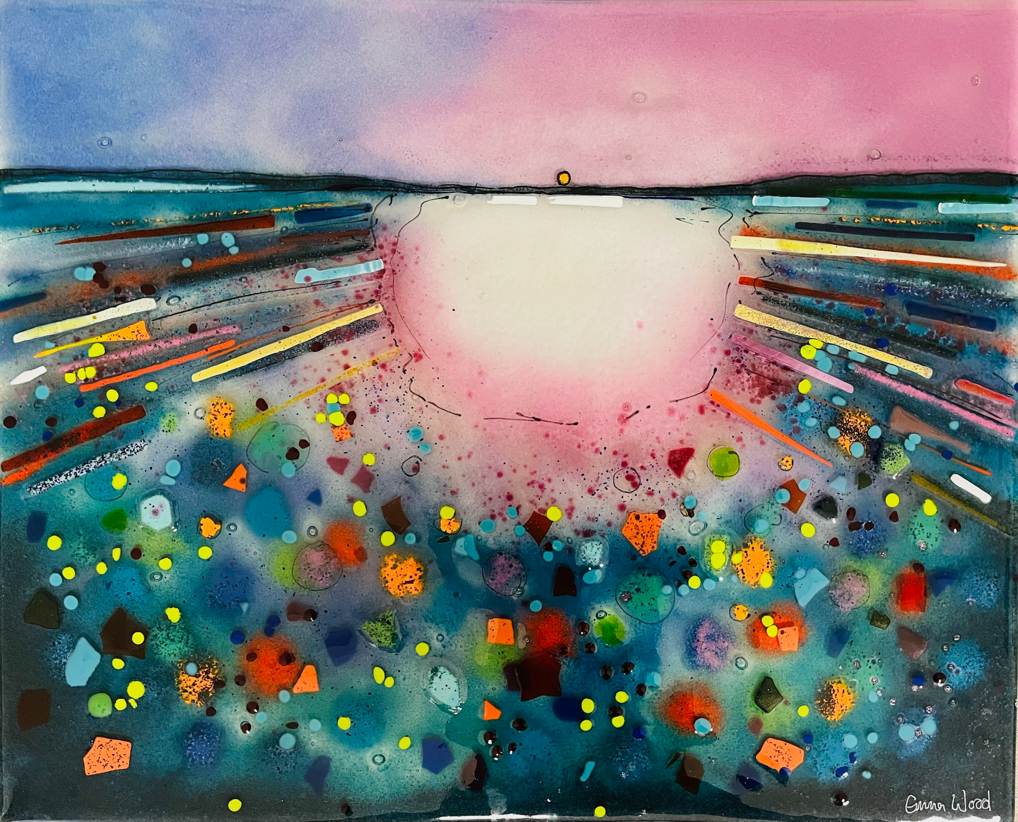 Summer morning pink sunrise