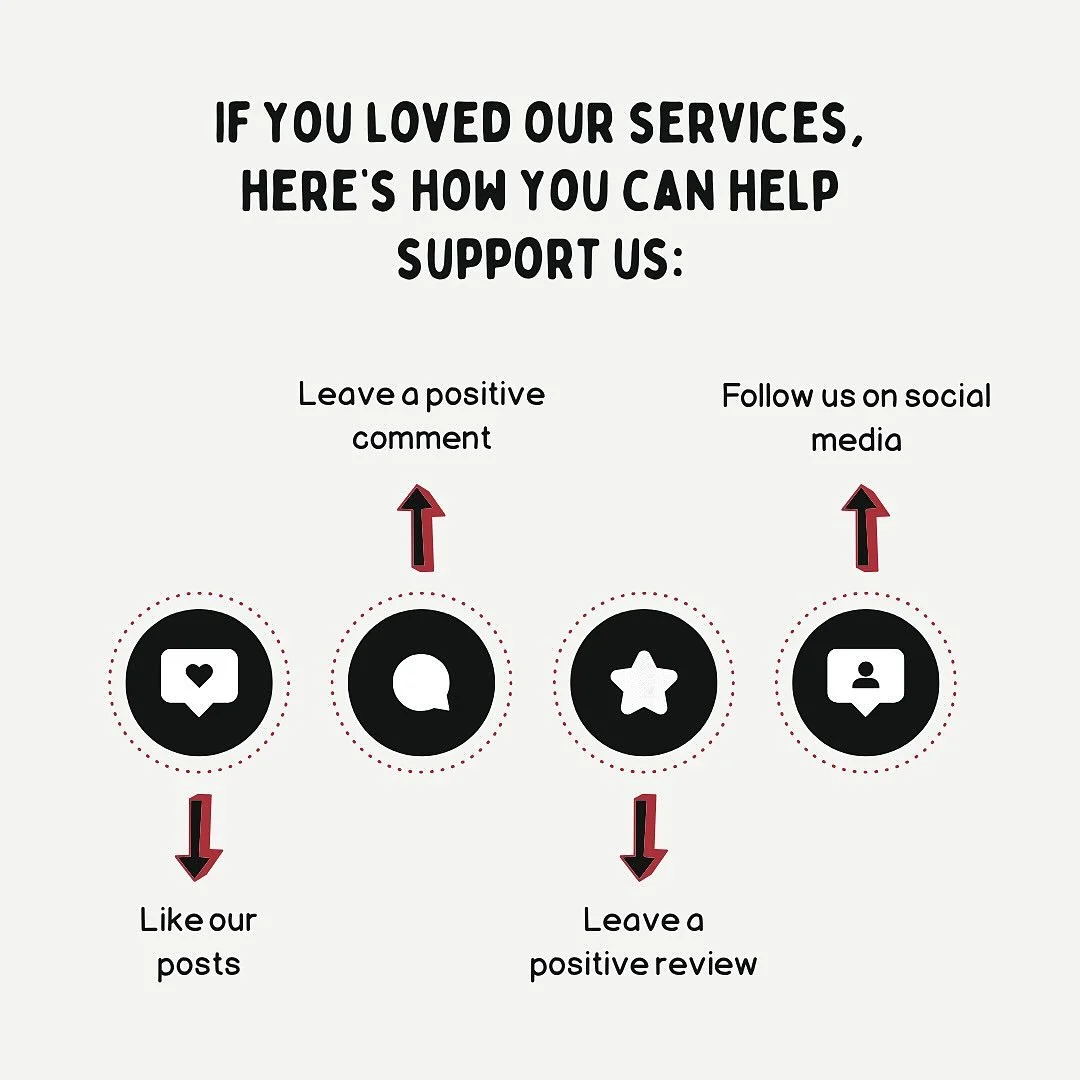 If you loved our services, here’s how you can help support “AT YOUR SERVICE”
❤️ Like our posts
💬 Leave a positive comment
⭐ Leave us a review on Google
📲 Follow us on social media
Thank you for helping our small business grow!