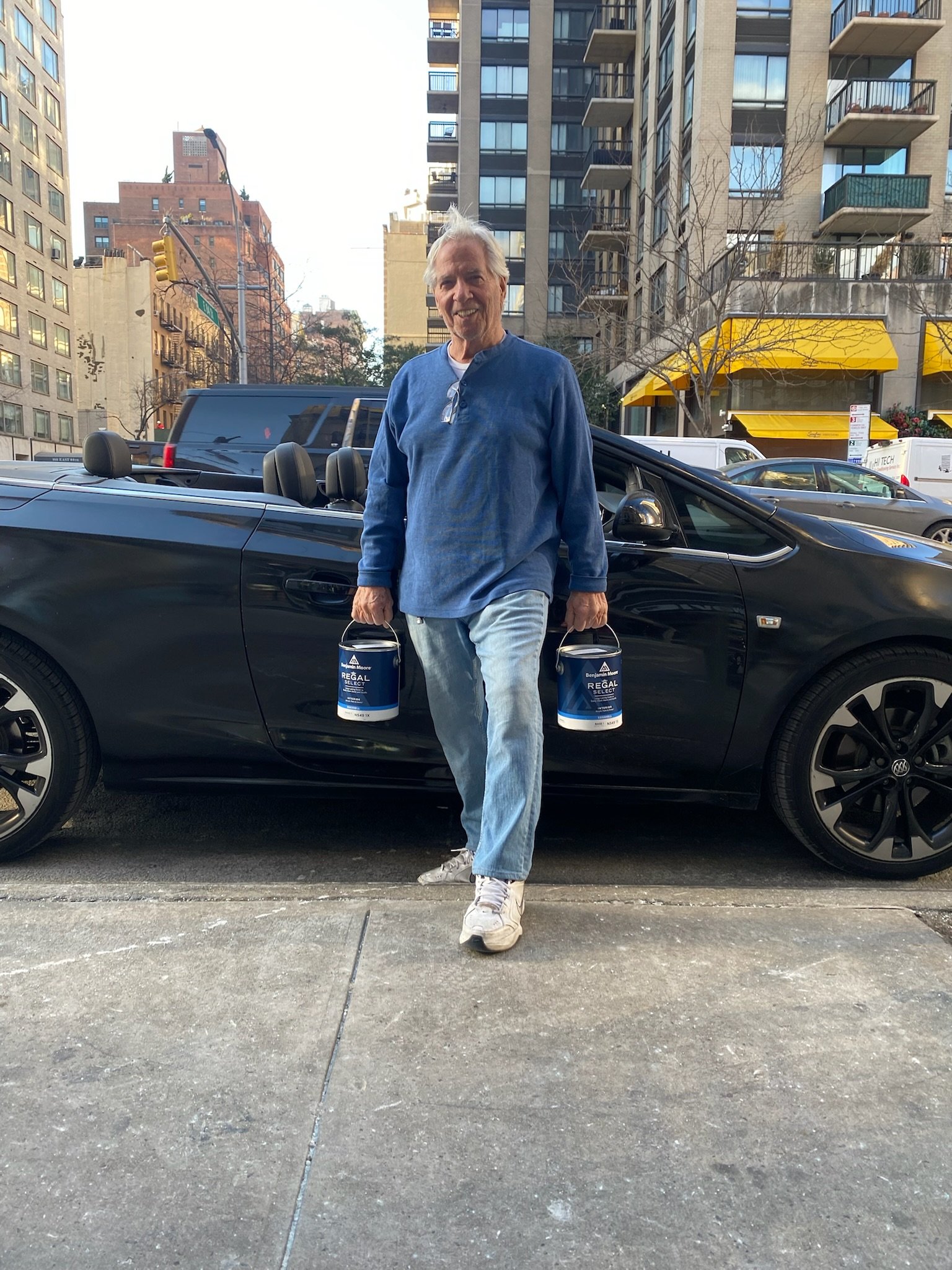 CEO Mark Pauvin picking up fresh paint supplies in the Upper East Side (UES), ready to transform another space.