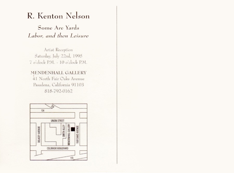 Kenton Nelson Exhibition Invitation, Collectible: Some Are Yards: Labor, and then Leisure, 1995