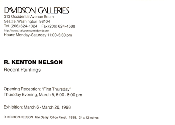 Kenton Nelson Exhibition Invitation: Davidson Galleries, 1998