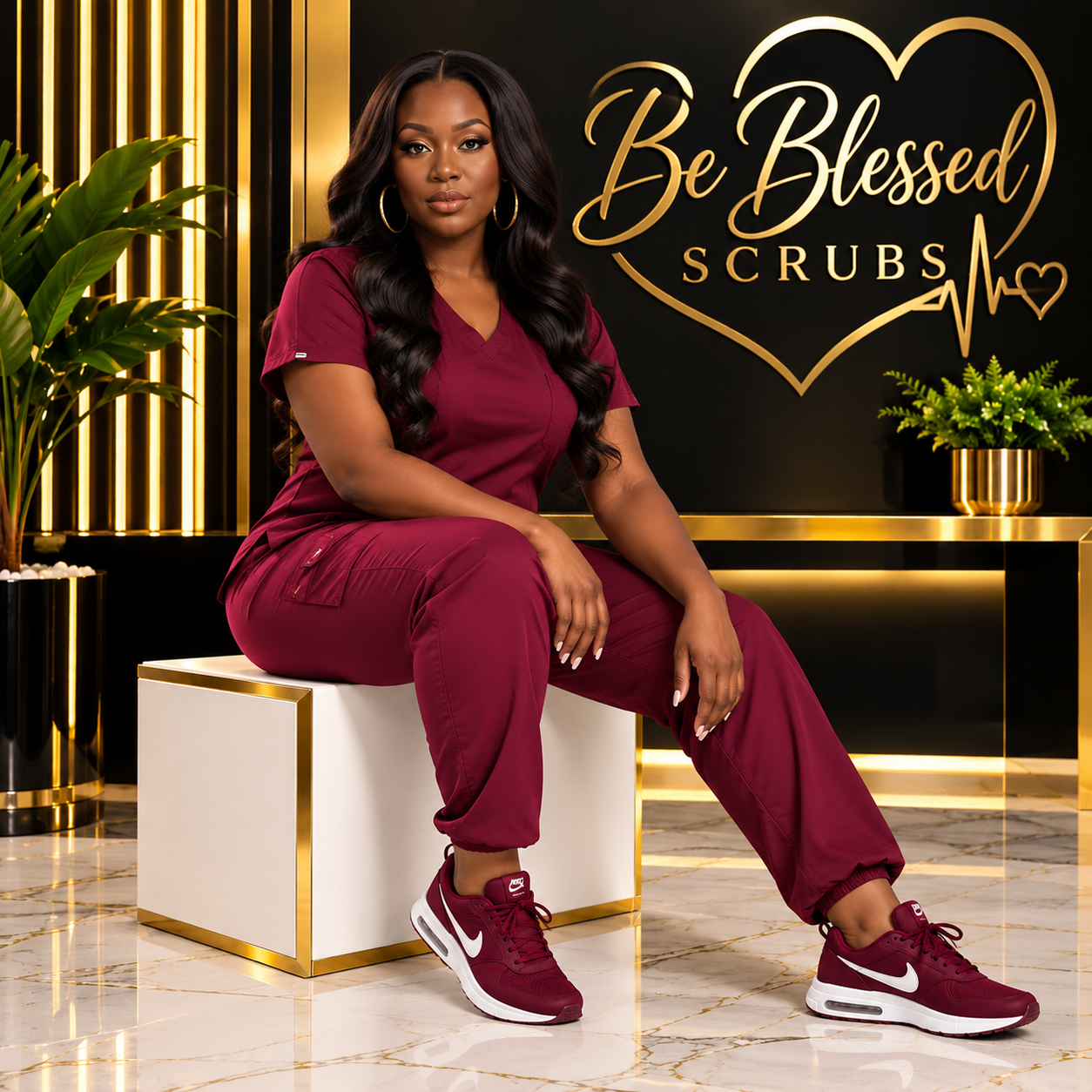 “Be Blessed Burgundy Scrub Set.