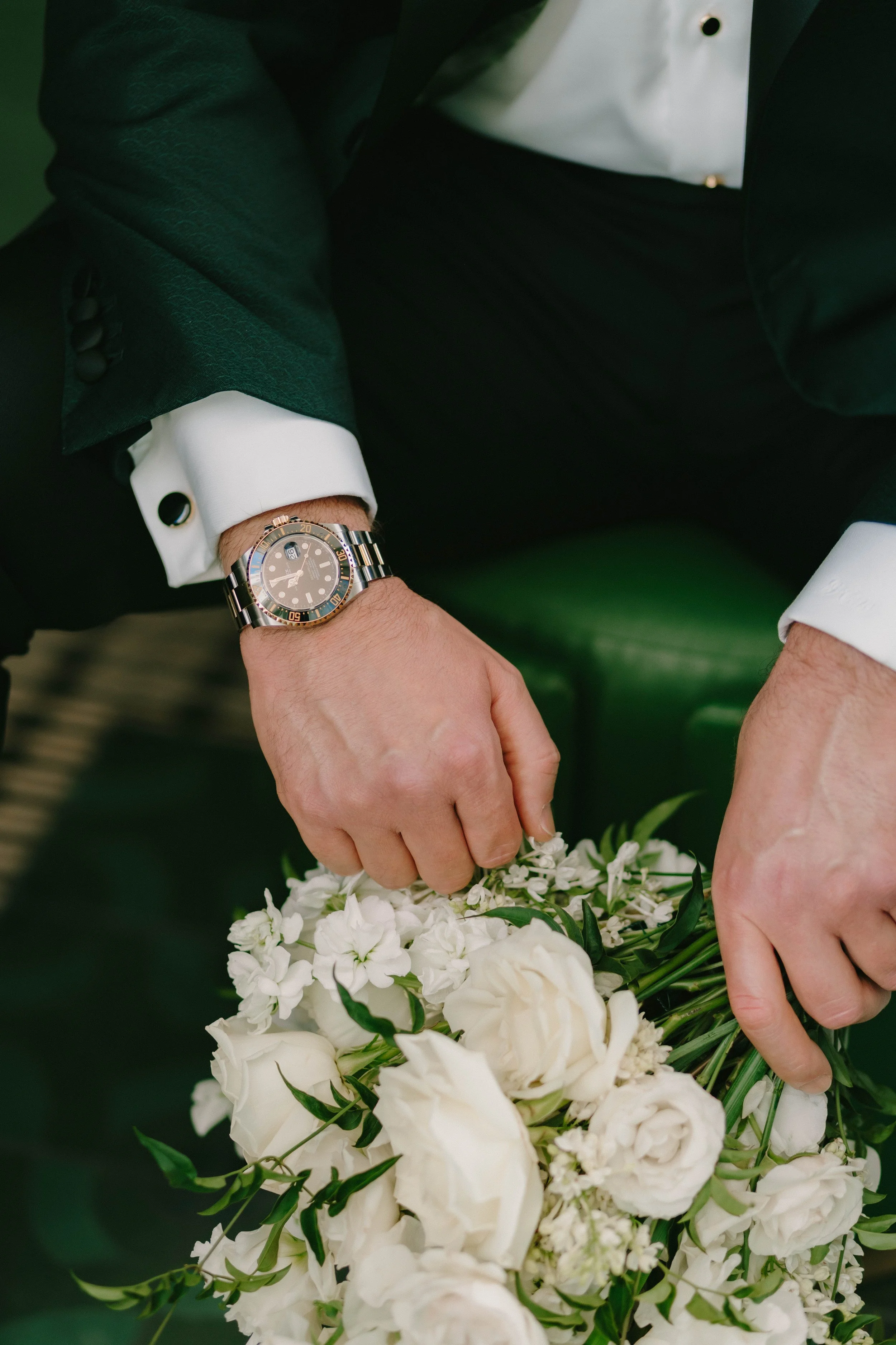 Close up detail shot of groom's watch at Fairmont Breakers Hotel in Long Beach — Southern California wedding photographer Tesla Rae Photo based in Huntington Beach