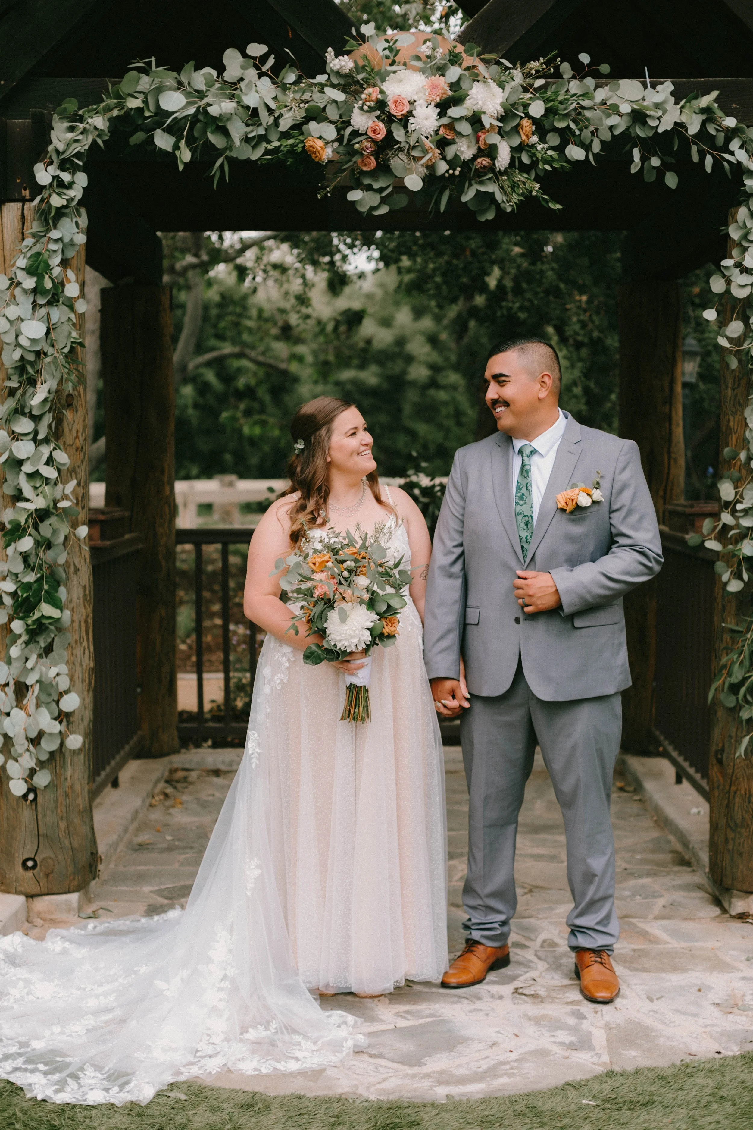 Bride and groom in the orange groves at Santiago Oaks Regional Park in Orange, CA — Southern California wedding photographer Tesla Rae Photo based in Huntington Beach