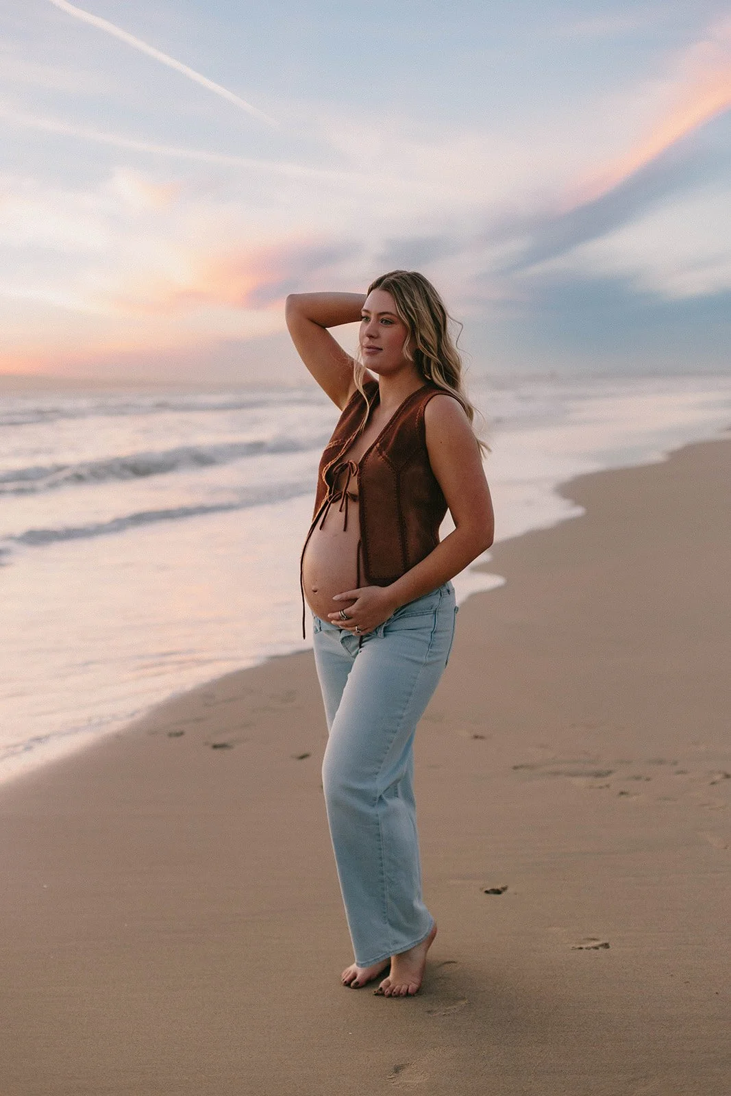 Maternity session at sunset on the beach in Huntington Beach  — Best maternity photographers in Orange County — Tesla Rae Photo