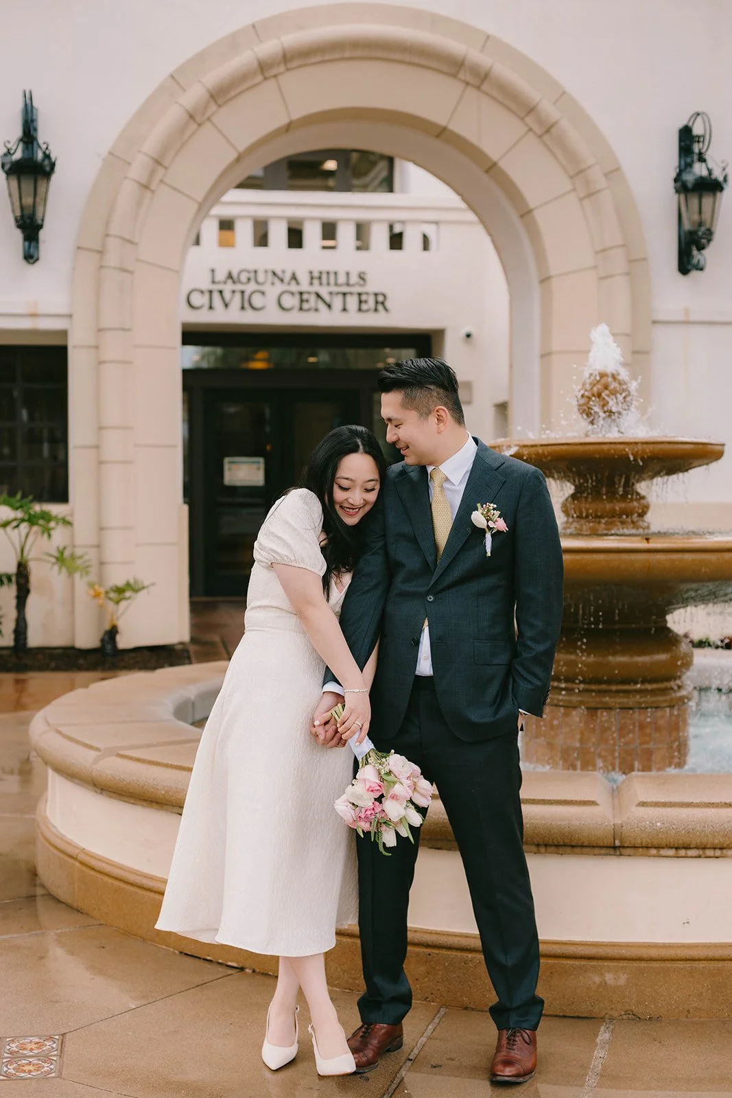 Bride and groom portrait at their courthouse elopement in Laguna Beach, CA — Southern California wedding photographer Tesla Rae Photo based in Huntington Beach
