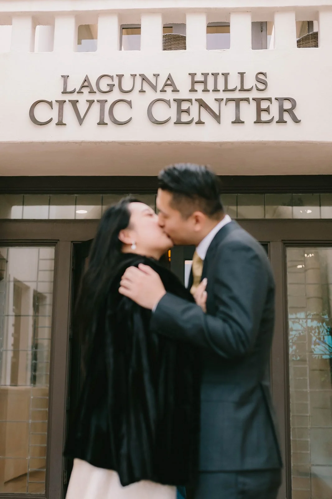 Bride and groom portrait at their courthouse elopement in Laguna Beach, CA — Southern California wedding photographer Tesla Rae Photo based in Huntington Beach
