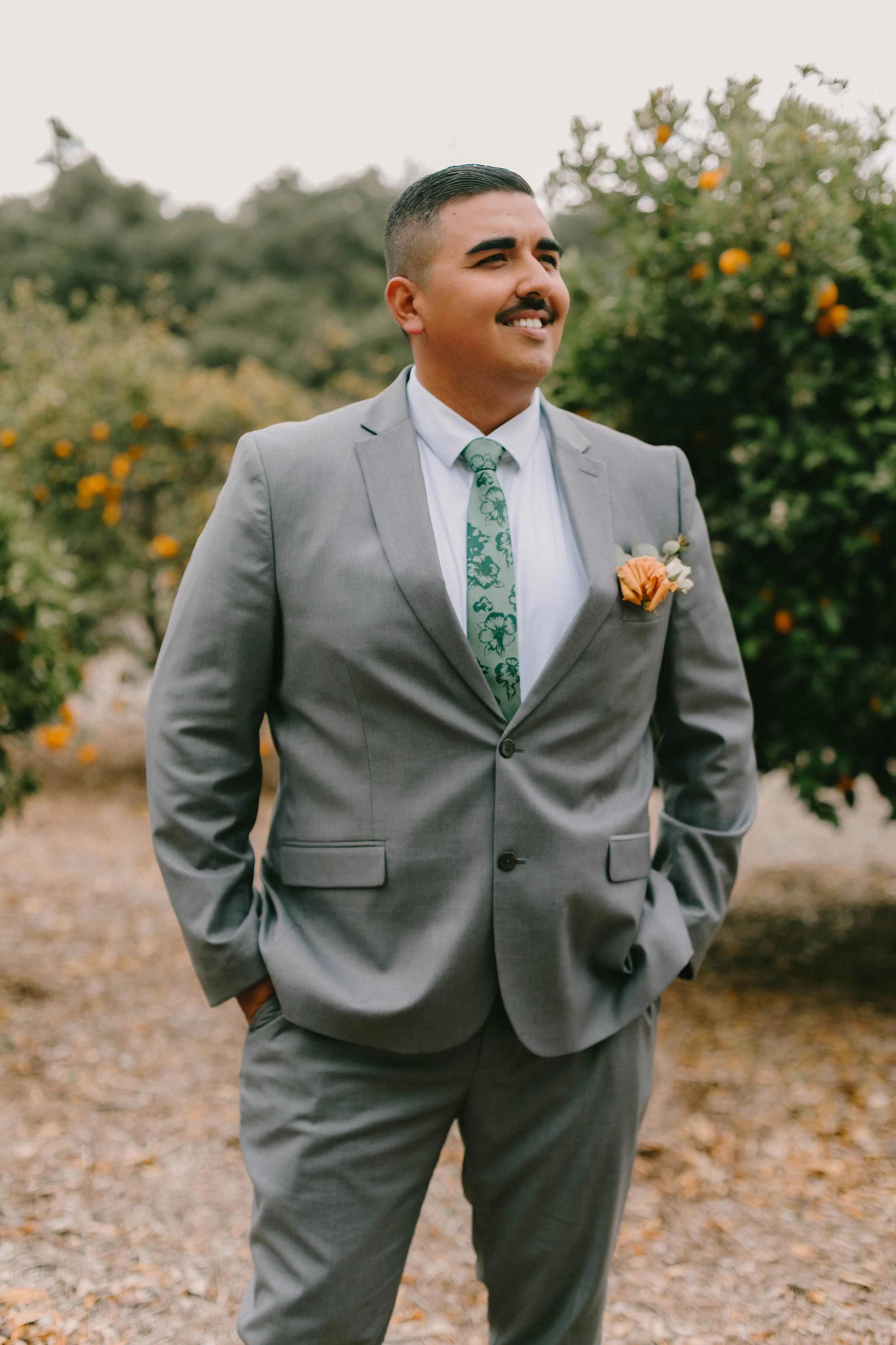 Groom in the orange groves at Santiago Oaks Regional Park in Orange, CA — Southern California wedding photographer Tesla Rae Photo based in Huntington Beach
