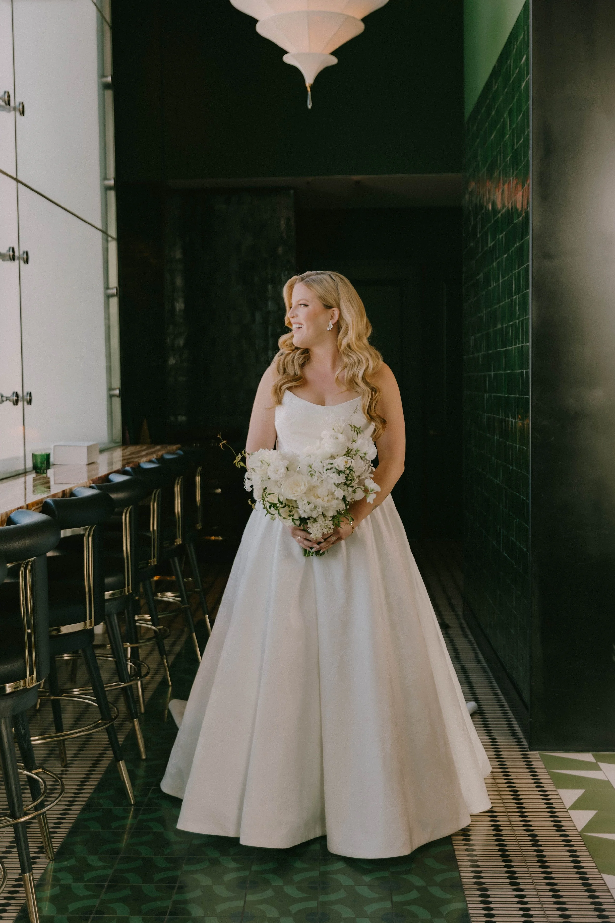 Portrait of bride getting ready for first look with groom at Fairmont Breakers Hotel in Long Beach — Southern California wedding photographer Tesla Rae Photo based in Huntington Beach