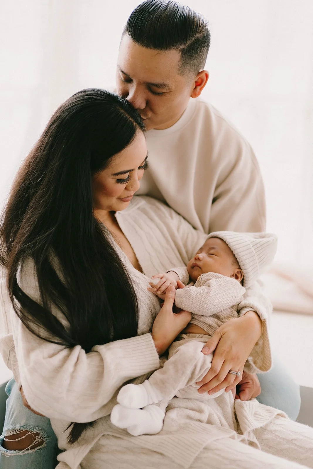 Newborn baby posed during downtown LA studio session — Best lifestyle newborn photographers in Los Angeles — Captured by Tesla Rae Photo