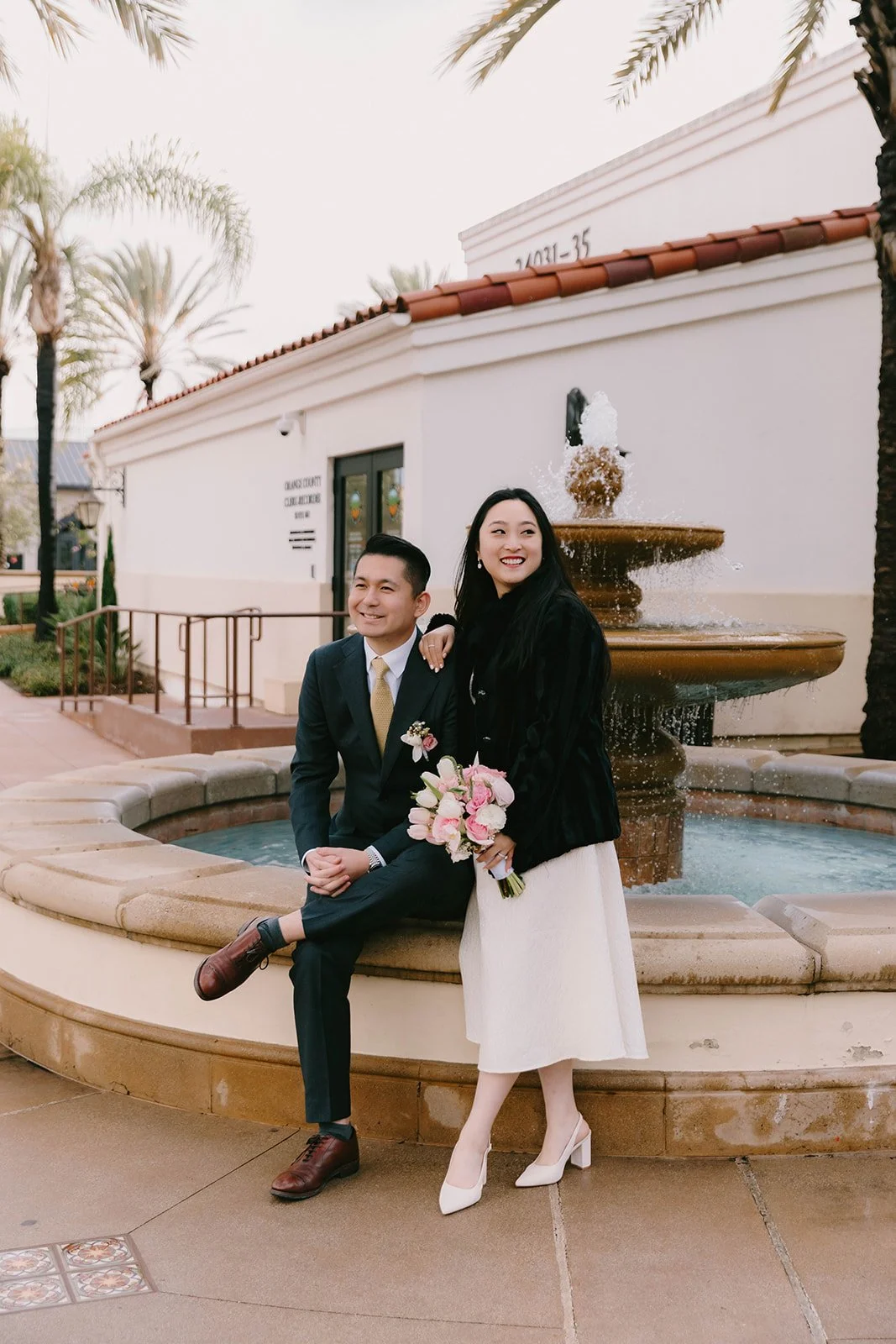 Bride and groom portrait at their courthouse elopement in Laguna Beach, CA — Southern California wedding photographer Tesla Rae Photo based in Huntington Beach