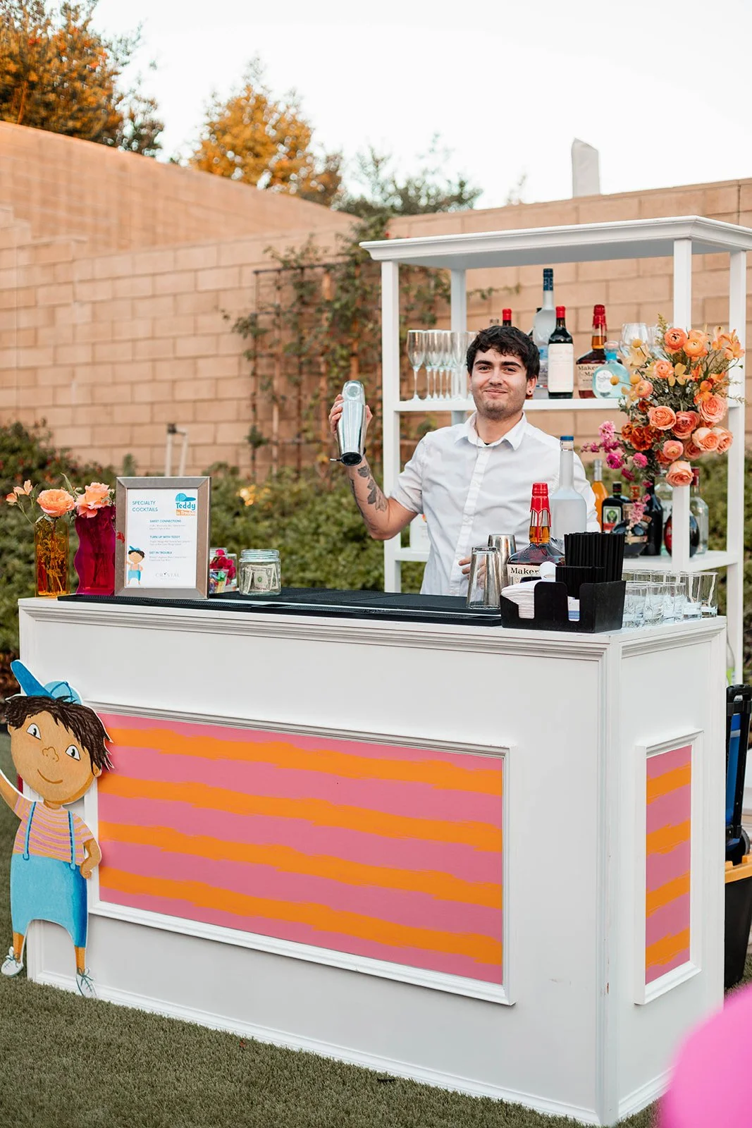 Candid shot of bartender at "Teddy in Trouble" children's book release party in Irvine — Orange County event photographer Tesla Rae Photo