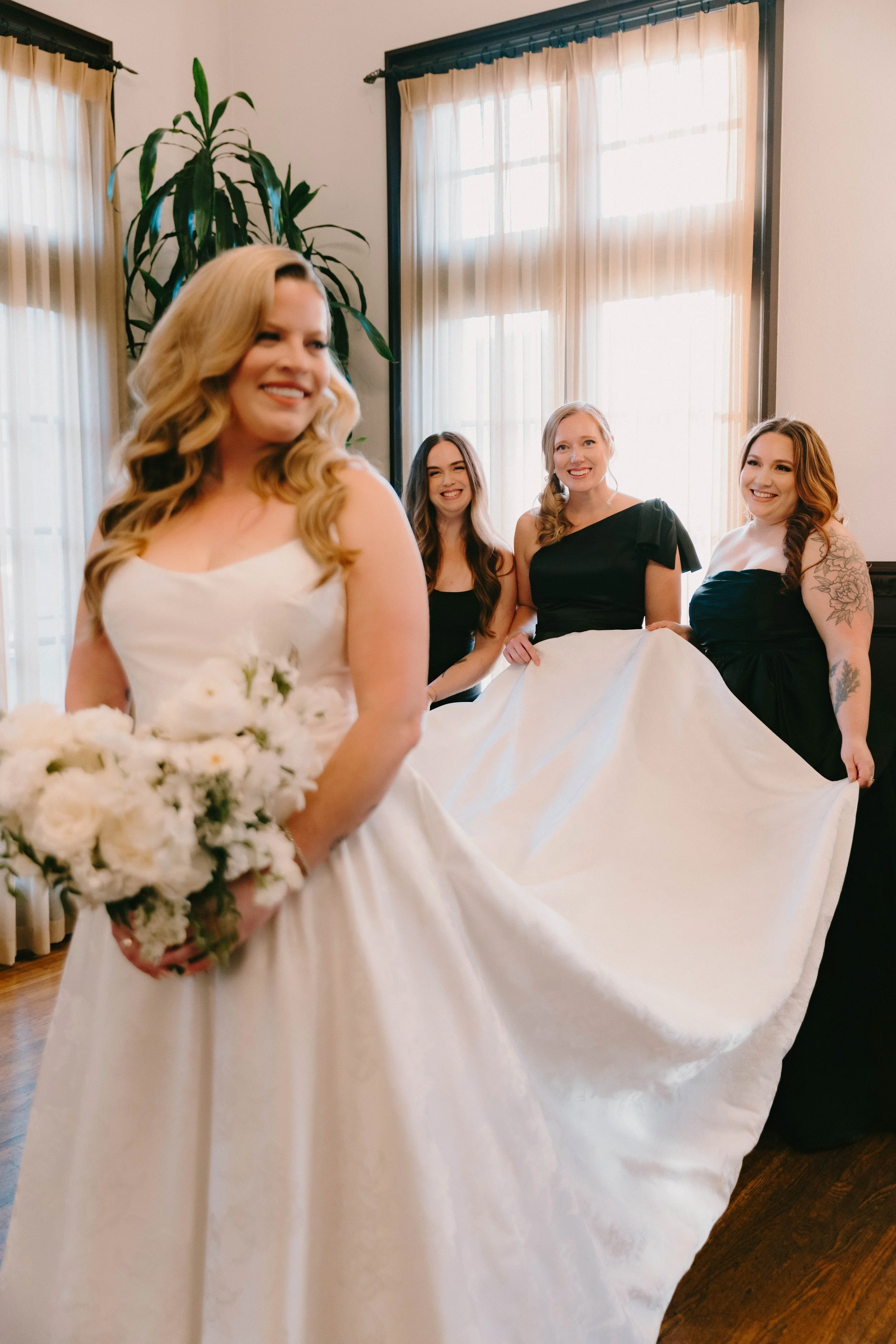 Bride and bridesmaids portrait at The Ebell Long Beach — Southern California wedding photographer Tesla Rae Photo based in Huntington Beach