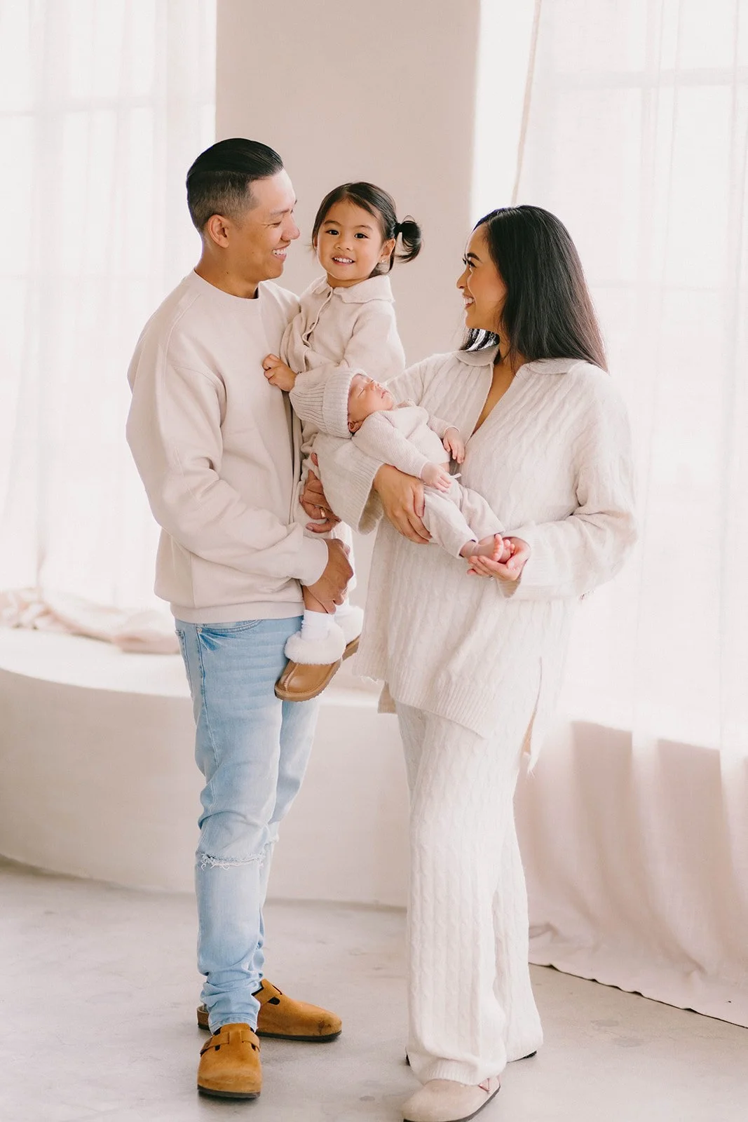 Newborn baby posed during downtown LA studio session — Best lifestyle newborn photographers in Los Angeles — Captured by Tesla Rae Photo