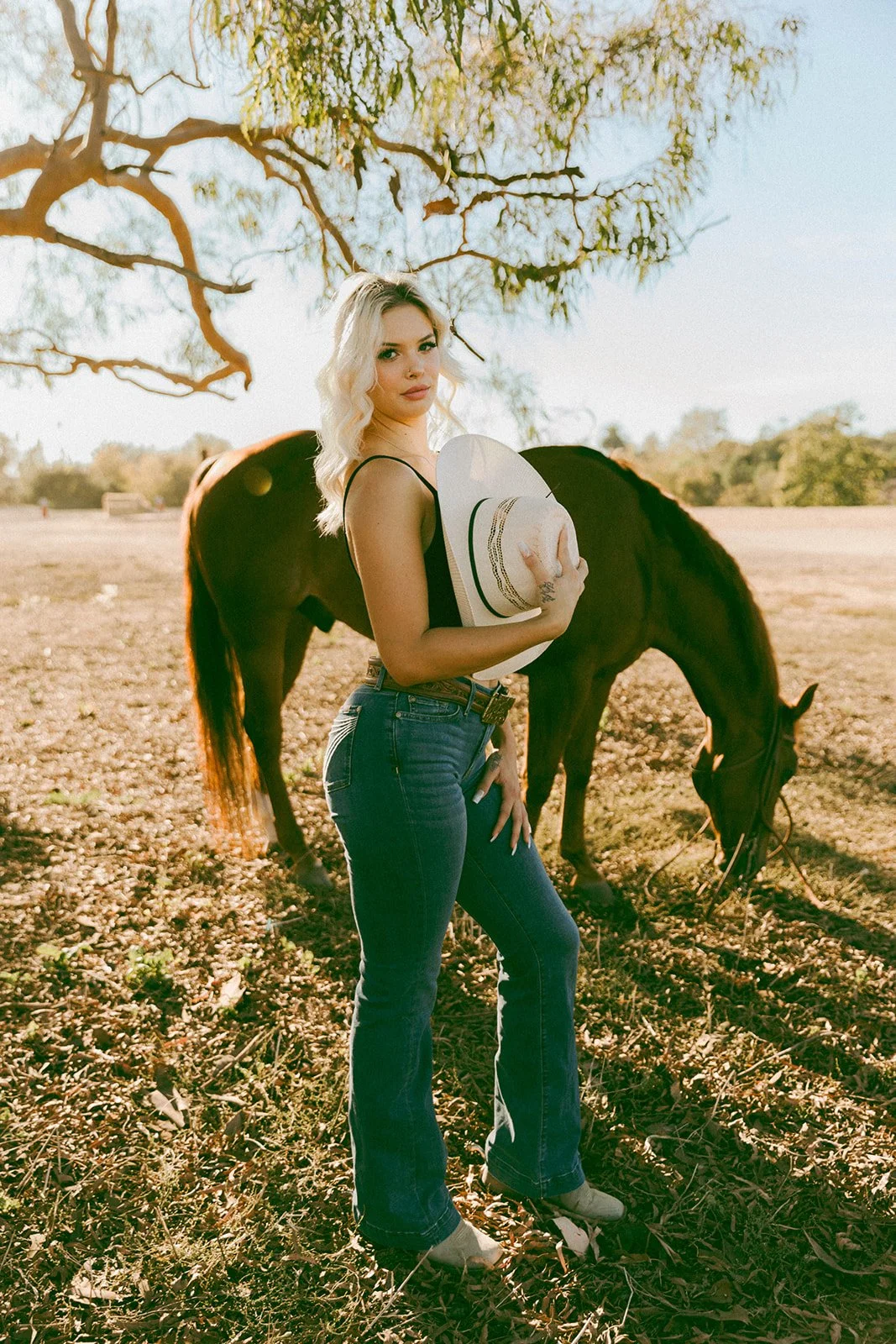 Outdoor, western lifestyle branding portraits at horse stables in Huntington Beach— Best brand photographers in Huntington Beach — Captured by Tesla Rae Photo