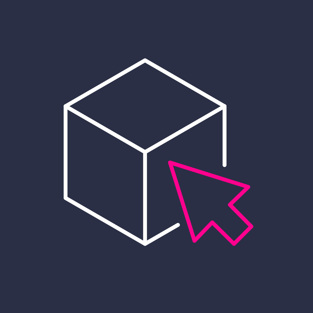 3D cube with arrow icon.