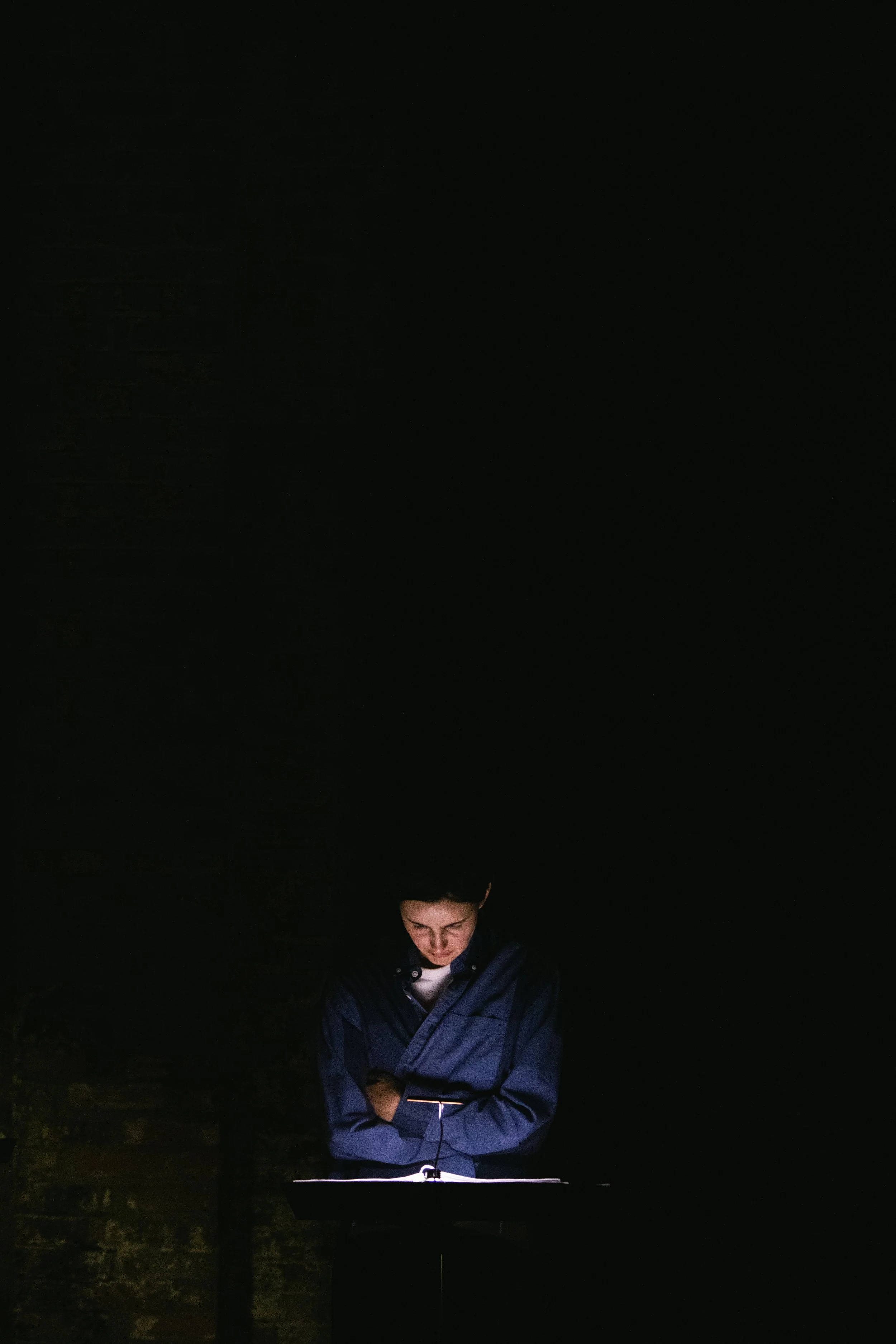 Copy of Jacqueline lights down looking at script B&W.jpg